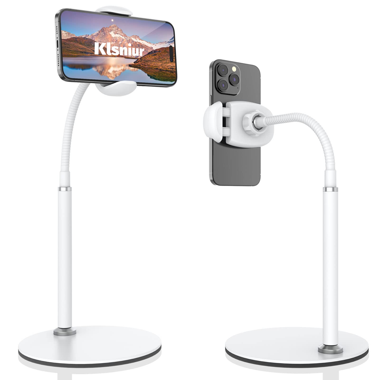Cell Phone Stand, Adjustable Height & Angle Gooseneck Phone Stand For Desk Flexible Arm Universal Phone Holder, Aluminum Alloy D