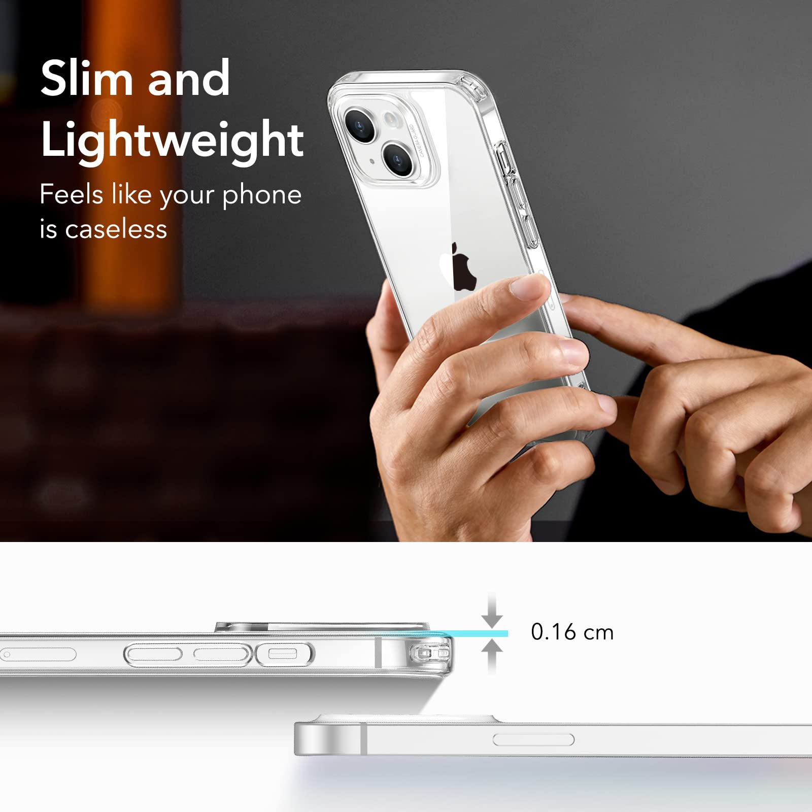 Esr Clear Case Compatible With Iphone 14 Case And Iphone 13 Case, Shockproof Thin Silicone Cover, Yellowing Resistant Slim Trans