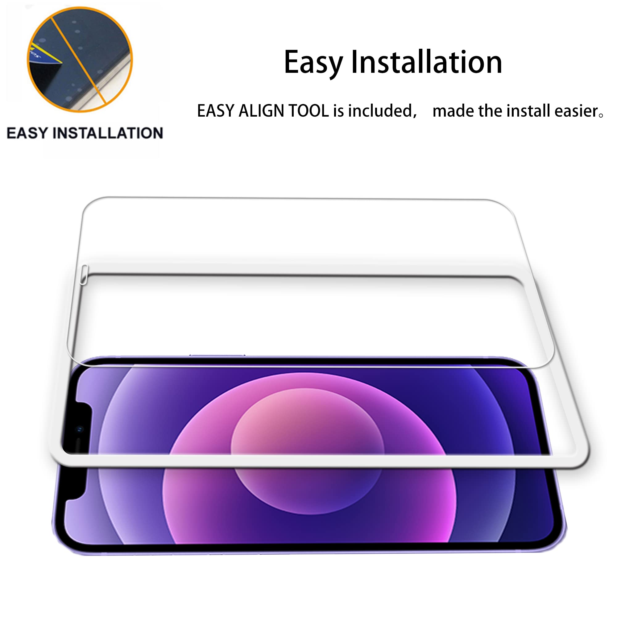 Hkkais Easy Alignment Frame Designed For Iphone 12 Tempered Glass Screen Protector 2 Pack Camera Lens Protector Film 2 Pack