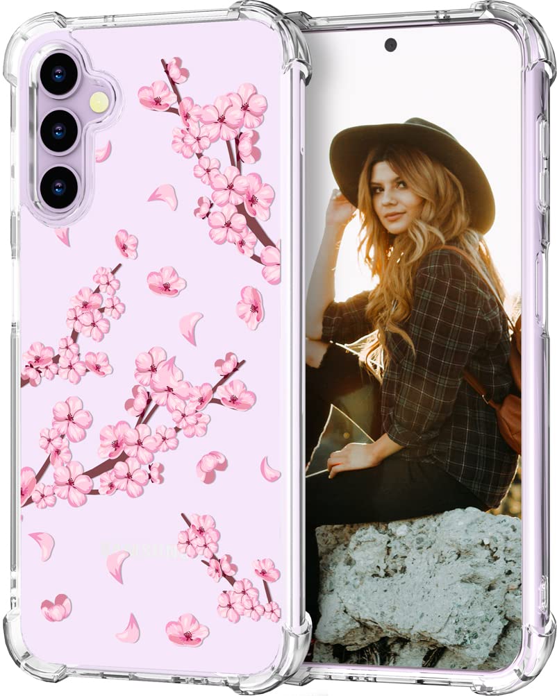 Hungo Samung Galaxy S23+ Plus Case Floral Flower Cute Design Pink,Aesthetic Girly Designer For Women Girls Floral Case Compatibl