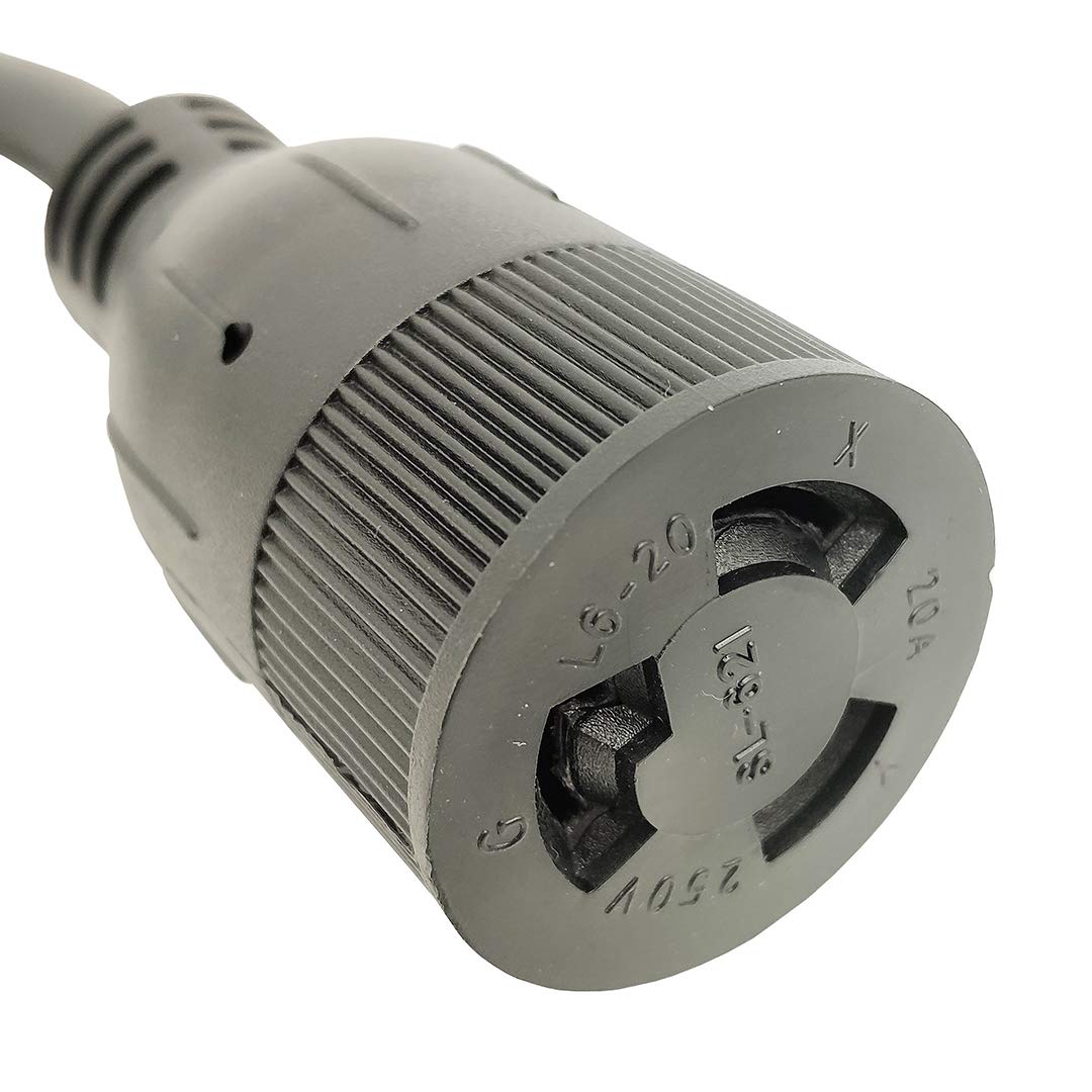 Parkworld 885248A Adapter Cord Household Regular Plug 5 15P To L6 20R Receptacle Female (Right Angle Plug)