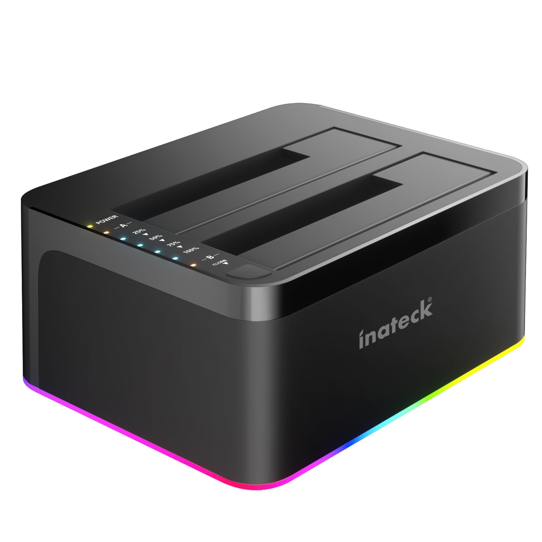 Inateck Rgb Usb 3.0 Usb C Port Hard Drive Docking Station With Offline Cloning, For 2.5/3.5 Inch Sata Hdds And Ssds, 2 X 20Tb Du