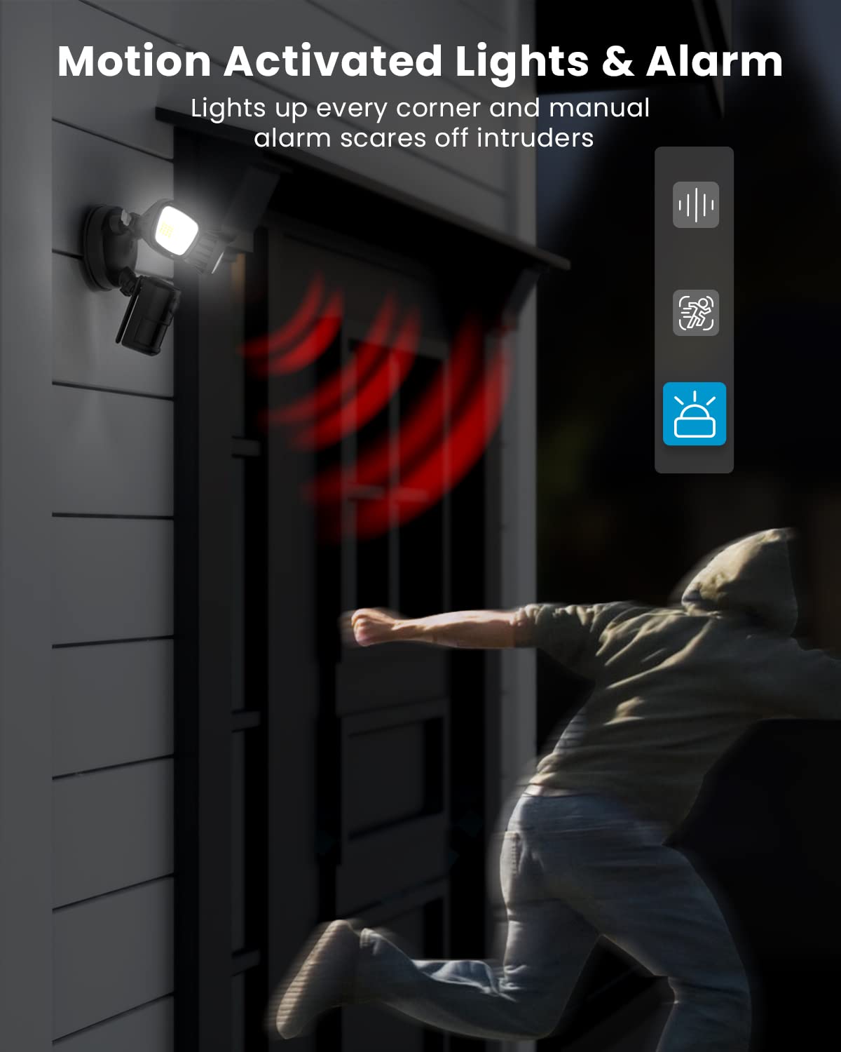 Iegeek Floodlight Camera Outdoor, 2K Wired Home Smart Security Cameras, 2.4G Wifi Flood Light Camera With Motion Sensor, Wiring 2600 Lumens Cam, Color Night Vision,Siren,2 Way Audio, Works With Alexa