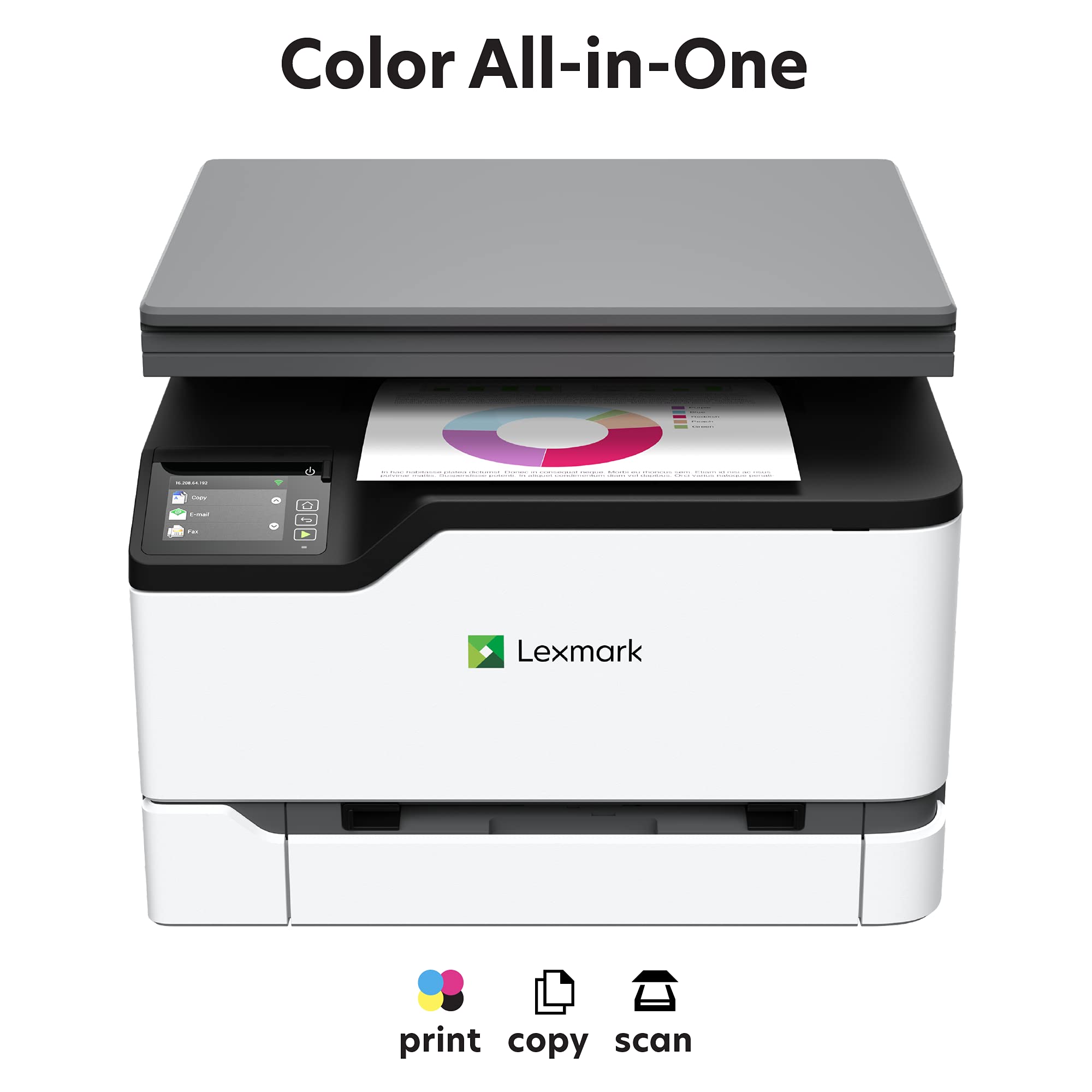 Lexmark Mc3224Dwe Color Multifunction Laser Printer With Print, Copy, Scan, And Wireless Capabilities, Two Sided Printing With F