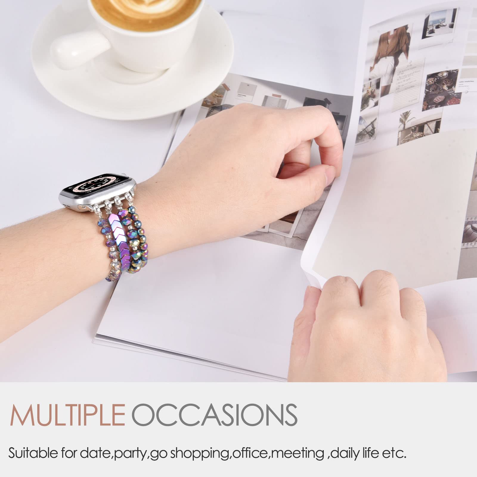 Mofree Beaded Bracelet Compatible With Apple Watch Band 40Mm/38Mm/41Mm/42Mm(Series 10) 9/8/7/Se/6/5/4/3/2/1 Women Fashion Handma