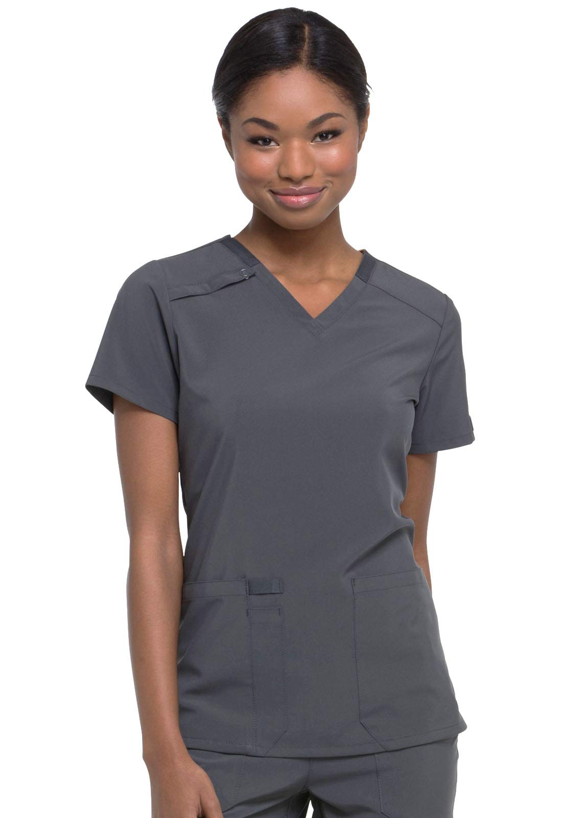 Dickies Eds Essentials Scrubs, V Neck Womens Tops With Four Way Stretch And Moisture Wicking Plus Size Dk615, 2Xl, Pewter