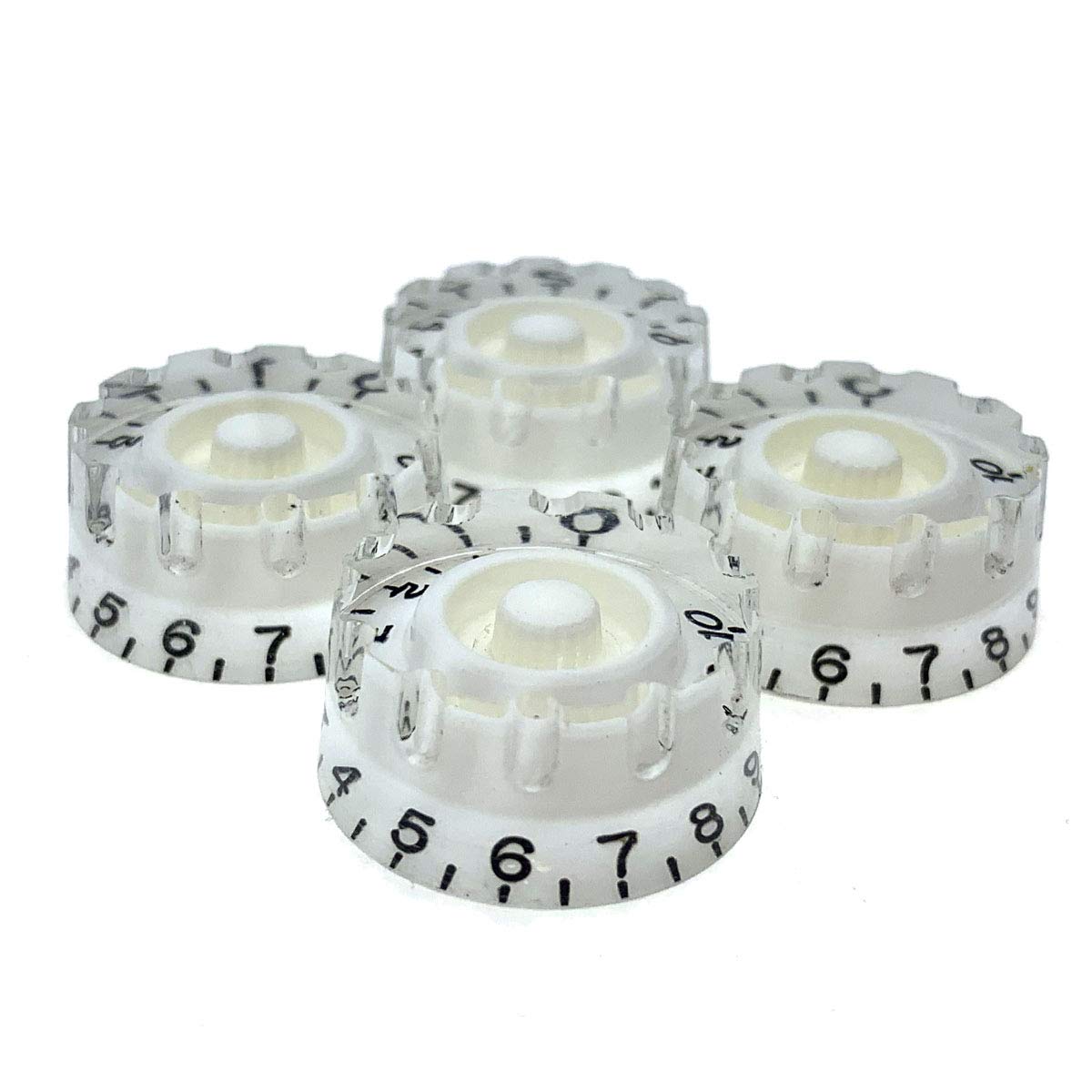 Dopro Set of 4 White Knurled Metric LP Guitar Speed Dial Knobs Control Knobs for Epi Les Paul/Import Guitar Bass w/Coarse 5.8mm 