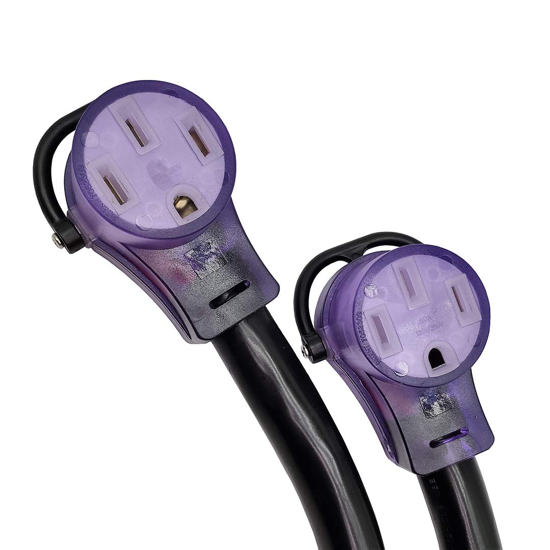 Parkworld 692095 Rv 50 Amp Splitter Adapter, 240V Splitter 14 50P Male Plug To Dual 14 50R Female Connector 3Ft (Black)