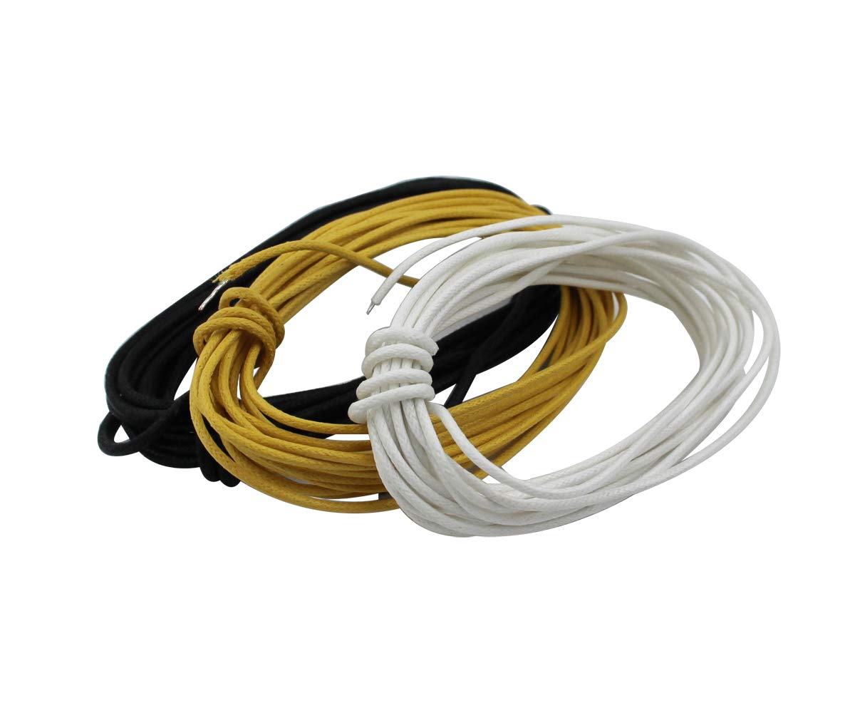 Guyker Cloth Covered Braided Guitar Wire   15 Feet (5 White/5 Black/5 Yellow) Electrics Vintage Style Pushback Guitar Wire