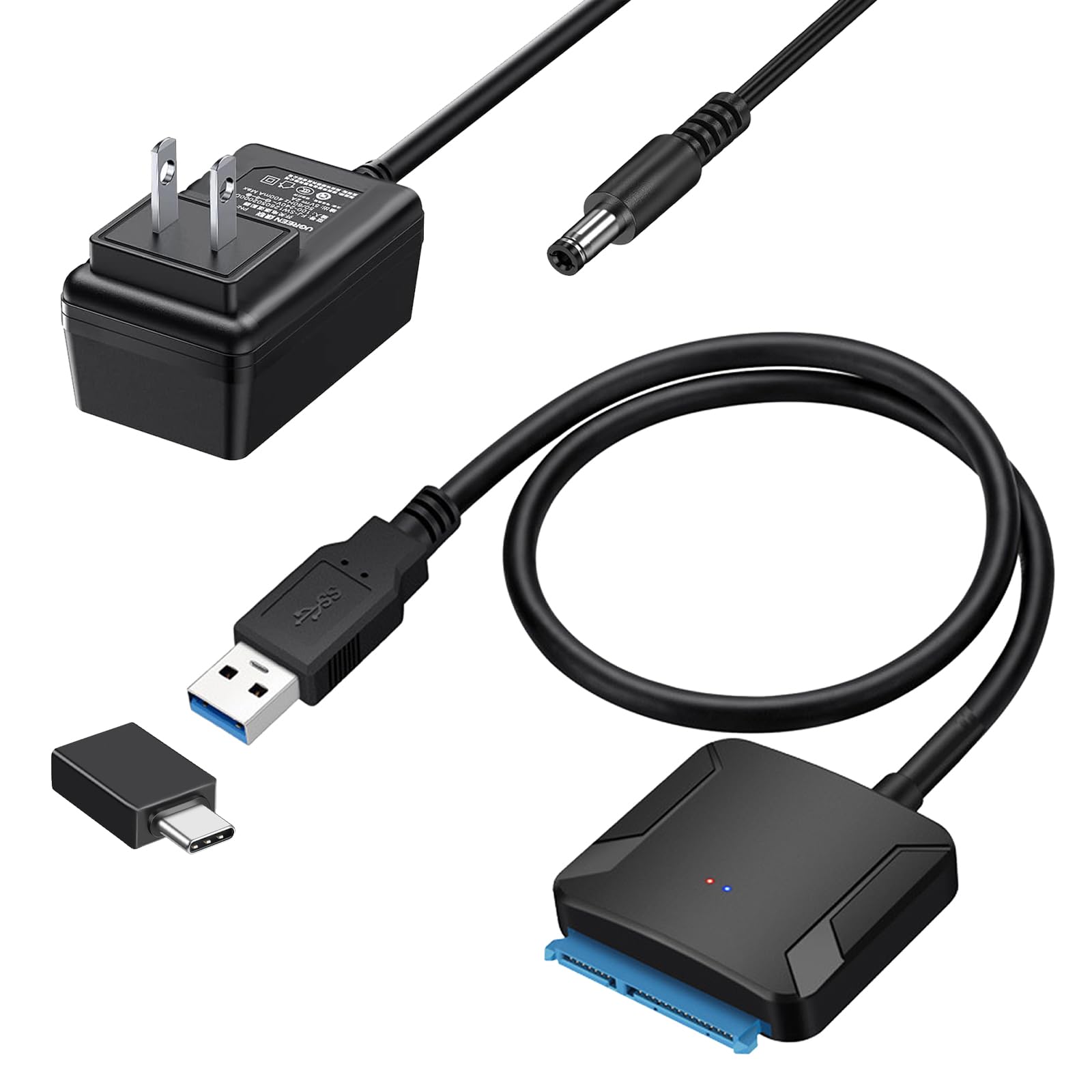 Garrulax SATA to USB 3.0 and USB C Adapter Cable for 3.5 2.5 Inch SSD/HDD Hard Drive Reader, External Converter for Data Transfe