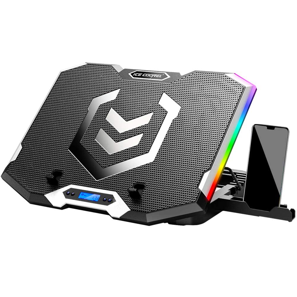 ICE COOREL Gaming Laptop Cooling Pad 15-17.3 Inch, Laptop Fan with 6 RGB Cooling Fans, Laptop Cooling Stand with 6 Height Adjust