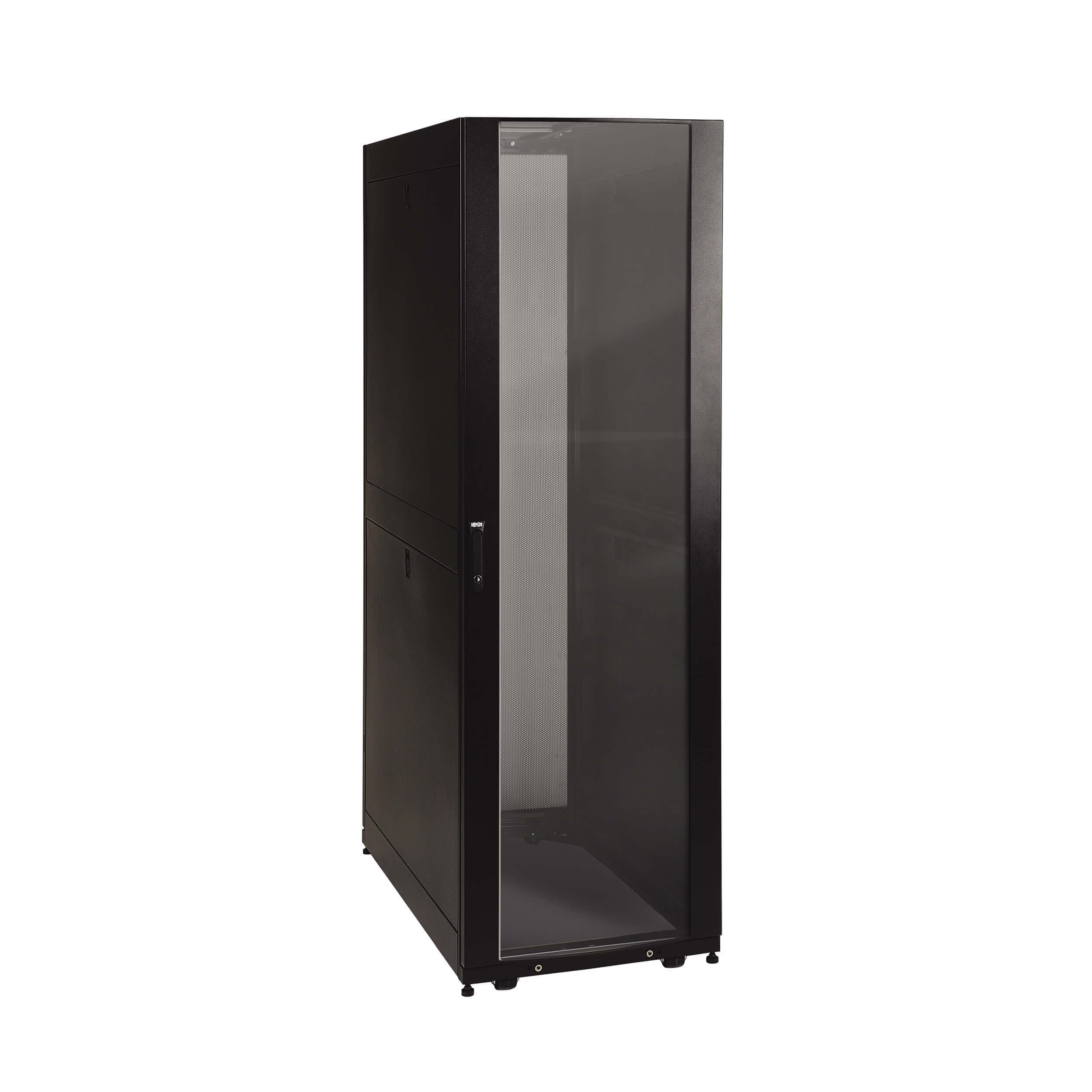 Eaton Tripp Lite 42U Standard-Depth Rack Enclosure Cabinet with Clear Acrylic Window, 3000-lb. capacity, Black (SR42UBG)