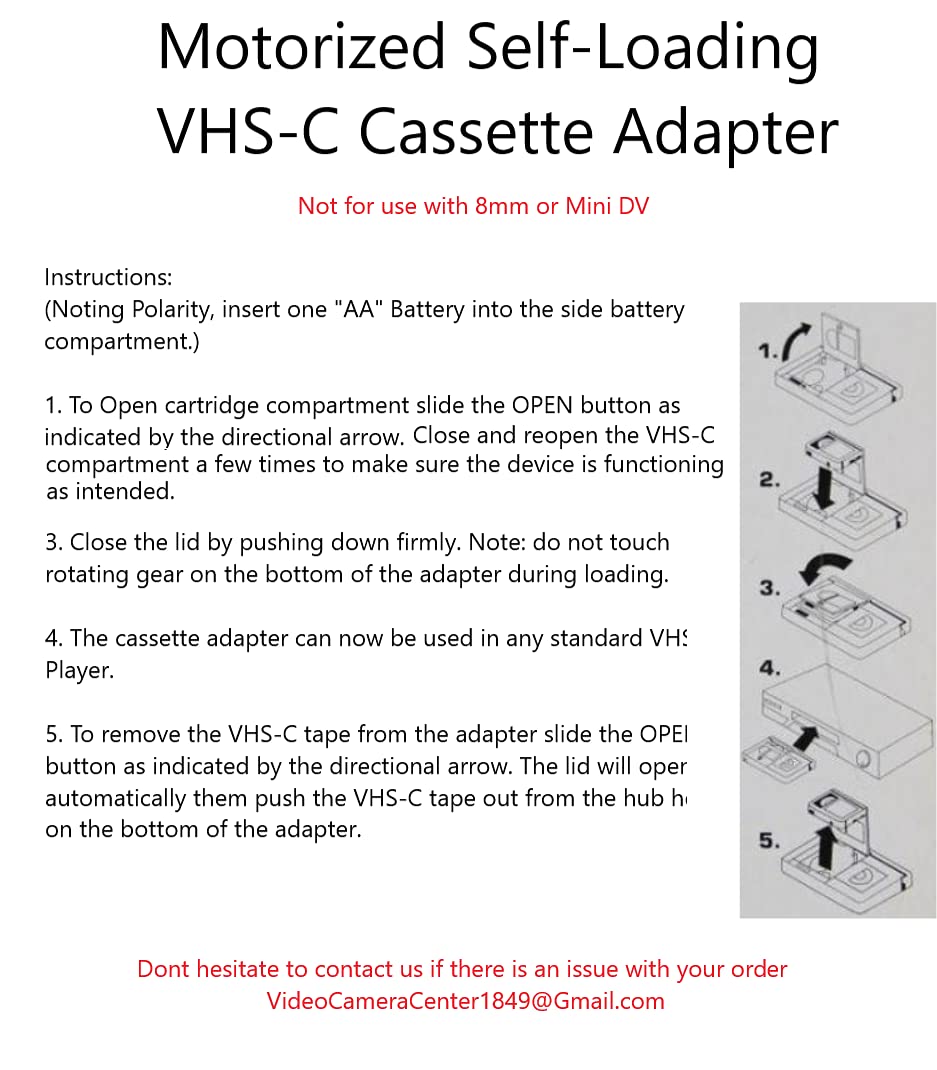Motorized Vhs C Cassette Adapter For Jvc C P7U Cp6Bku C P6U,Panasonic Pv P1,Rca Vca115 + 1 Mns Micro Fiber Cloth