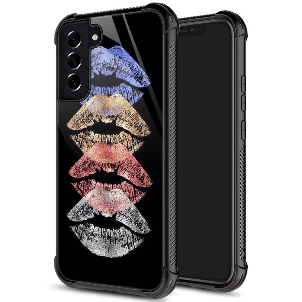 Samsung Galaxy S21 Fe Case,Colorful Lips Galaxy S21 Fe 5G Cases For Girls Womens,Pattern Design Shockproof Anti Scratch Organic