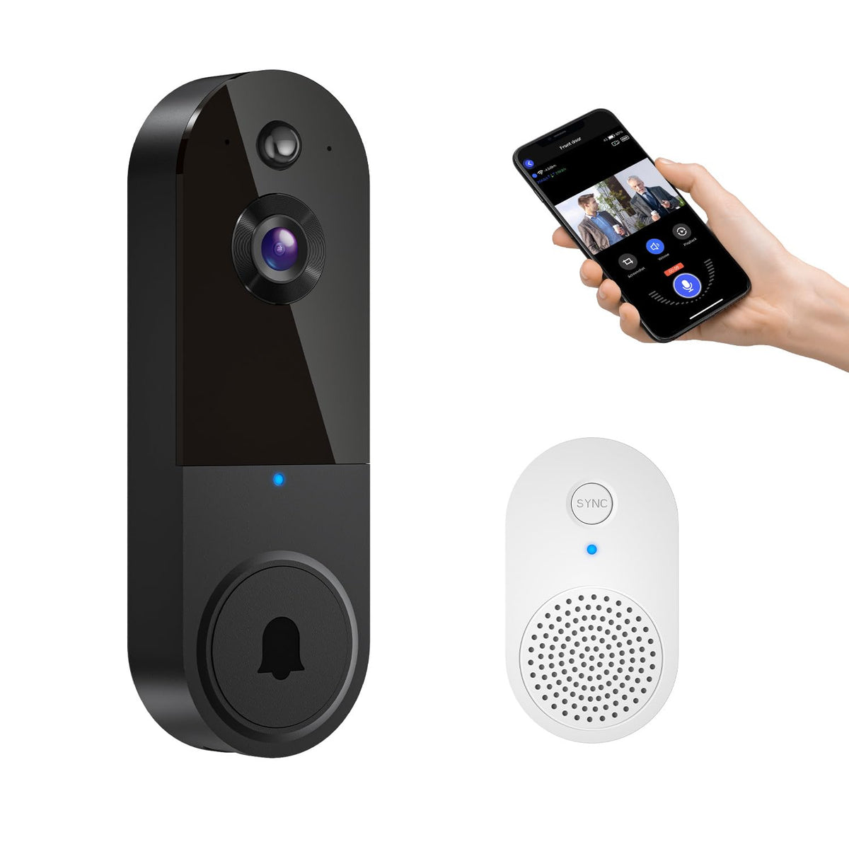 Glowpop 1080P Video Doorbell Camera, Night Vision, Ai Human Detection, Two-Way Talk, Battery Powered, 2.4Ghz Wi-Fi, Cloud Storag