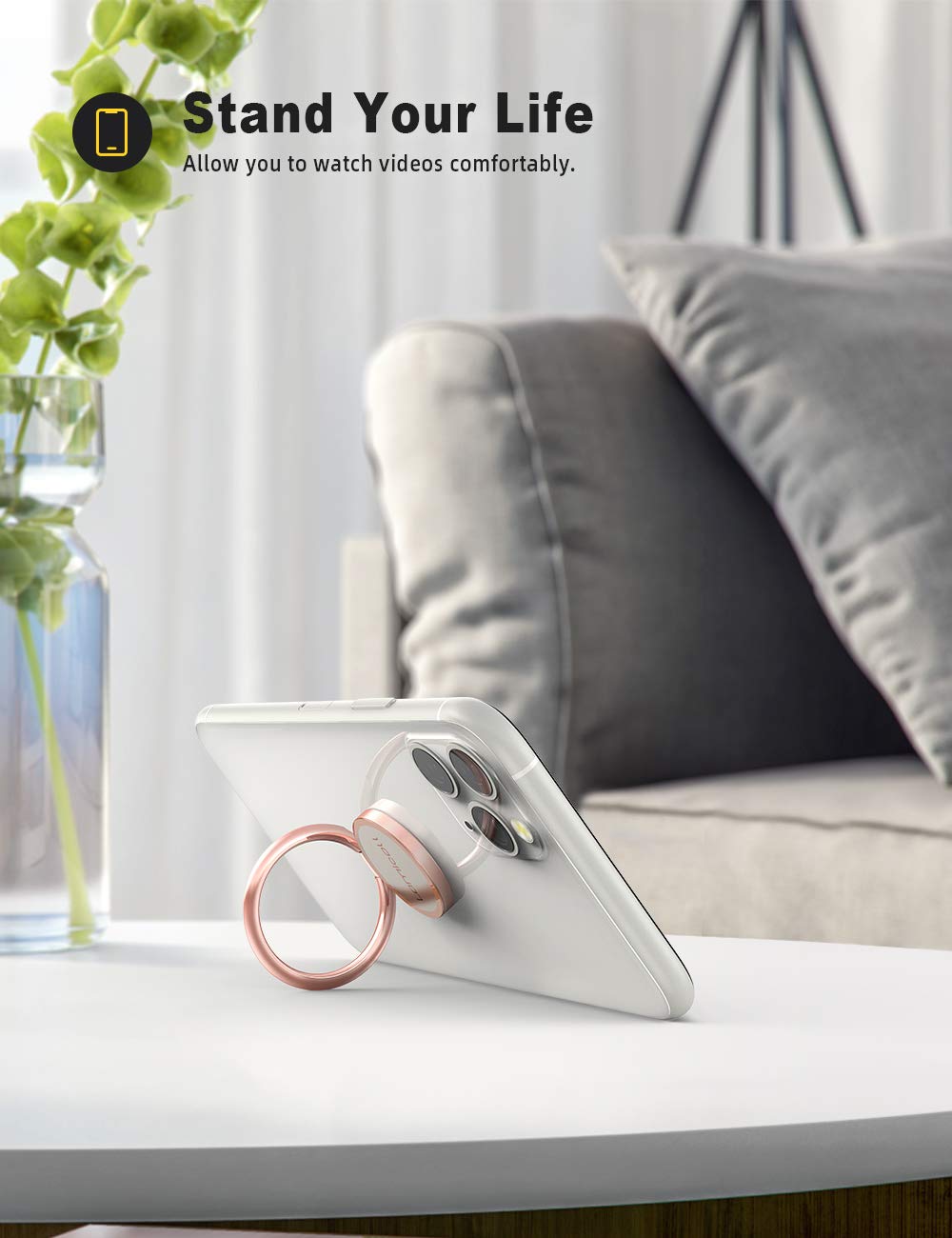 Phone Ring Holder, Lamicall Finger Ring Stand : Universal Cell Phone Cradle Kickstand Compatible With Iphon 12 11 Pro Xs Max Xr