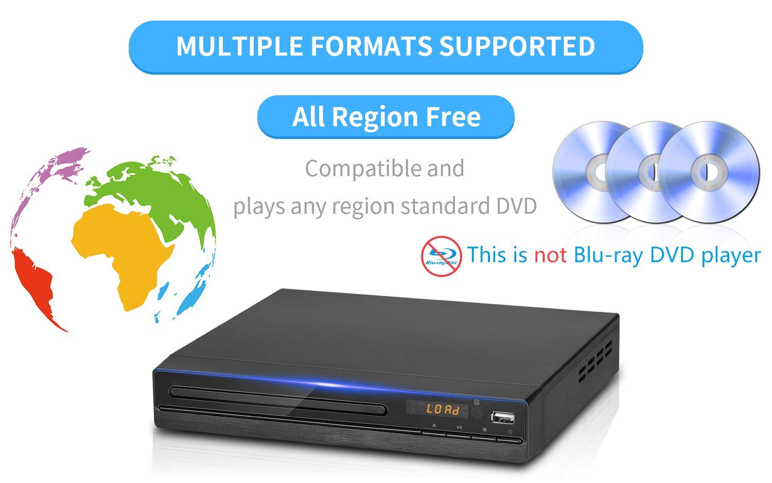 Hd Dvd Player, Cd Players For Home, Dvd Players For Tv, Hdmi And Rca Cable Included, Up Convert To Hd 1080P, All Region, Breakpo