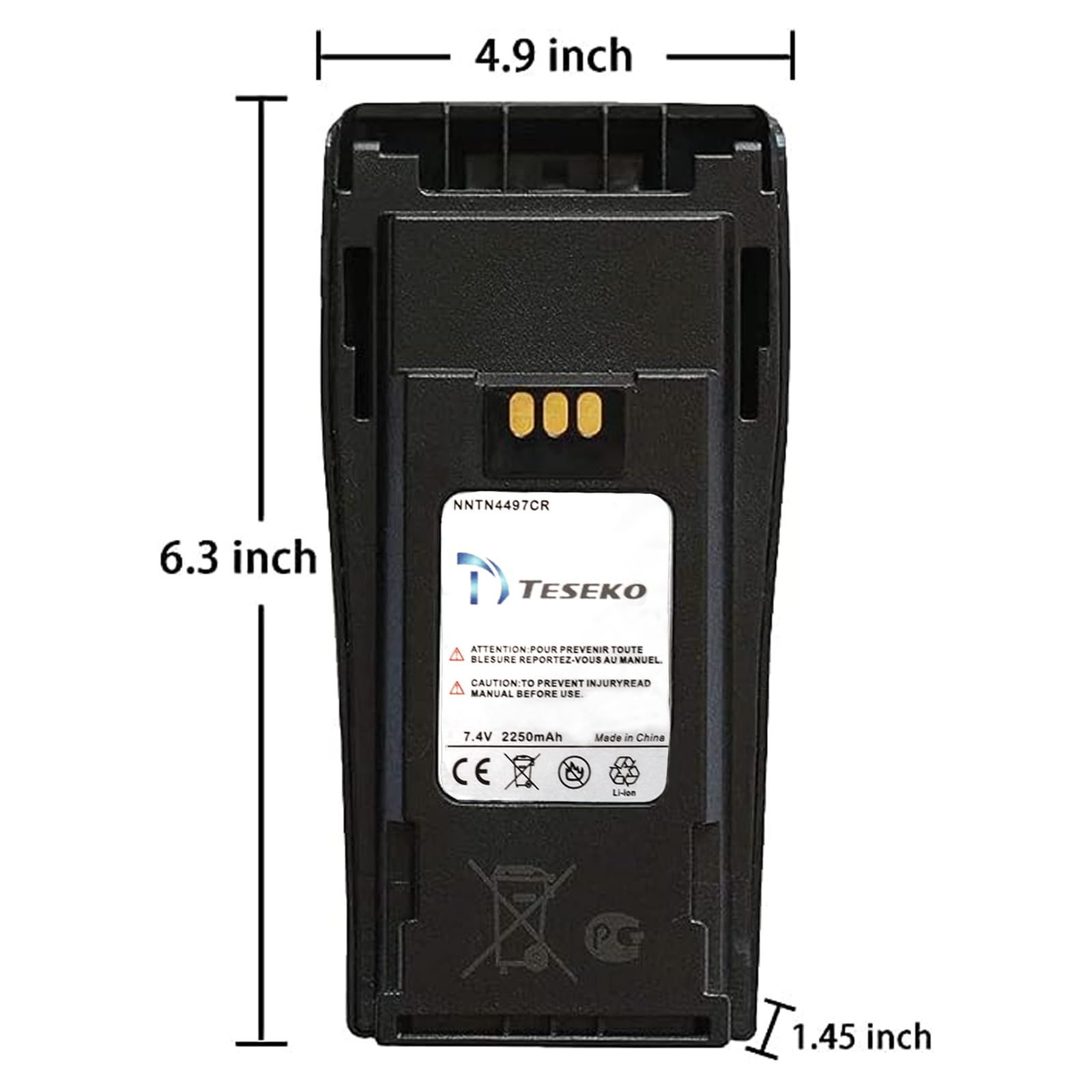 Teseko Nntn4497Cr Nntn4497Dr Nntn4496 7.4V 2250Mah Li Ion Battery For Motorola Cp040 Cp140 Cp150 Cp160 Cp180 Cp200 Cp200D Cp250