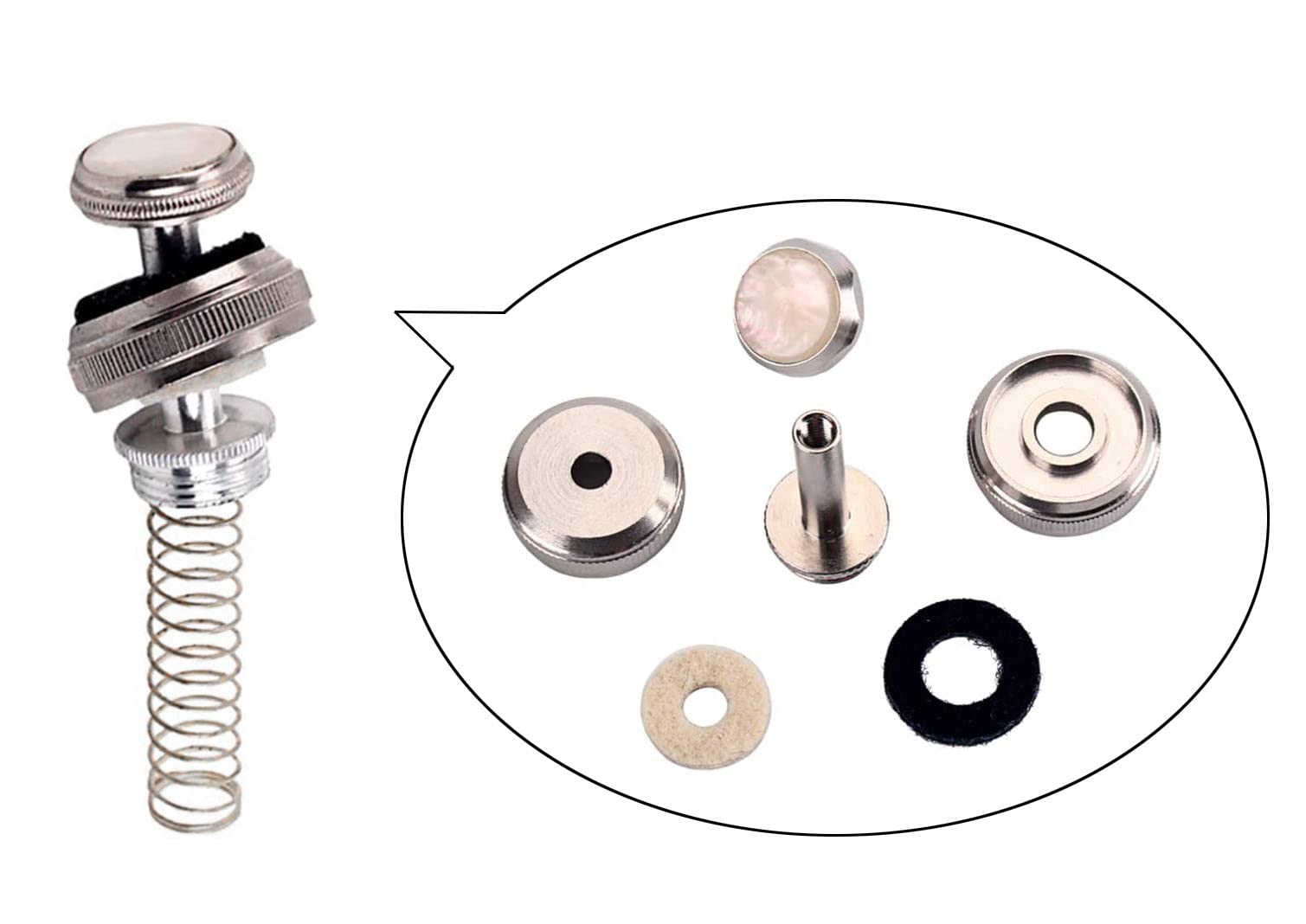 Tuoren 1Set Trumpet Repair Kit Trumpet Valve Finger Buttons Connecting Rods Valve Caps Piston Guides Spring Felt Washer Water Ke