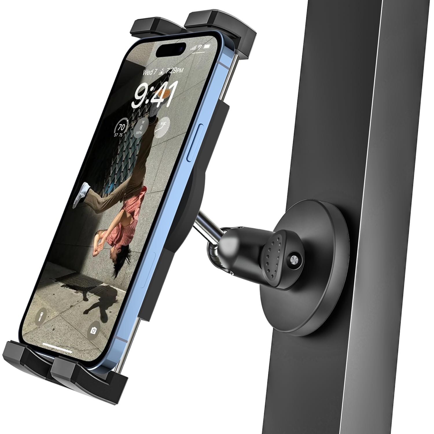 Gym Magnetic Phone Holder [Strong Magnet] Golf Cart Phone Mount For Gym [360 Rotatable] Four Corners Fixed Anti-Shake Big Phone 