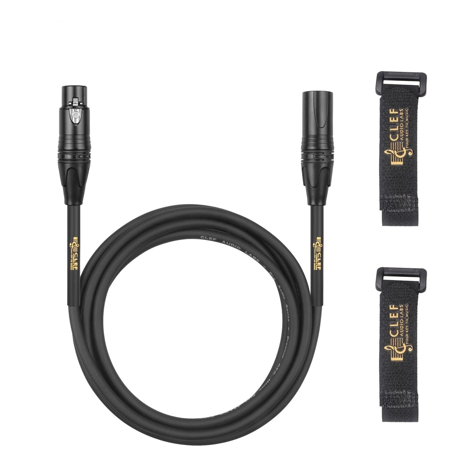 Clef Audio Labs Microphone Cable, 2 Feet, Xlr Male To Xlr Female, Black, Zinc Alloy Shell, Pvc Jacket, Gold Plated 3 Pin Connect