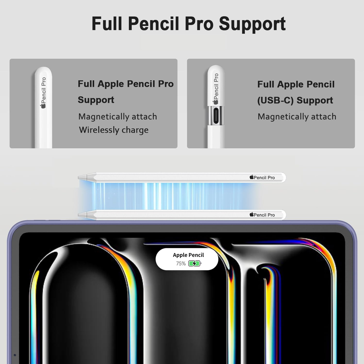 Imieet Ipad Pro 13 Inch Case M4 (2024) With Pencil Holder, [Support Pencil Pro And Pencil (Usb C)],Trifold Stand Smart Case With Soft Tpu Back, Auto Wake/Sleep (Lavender)