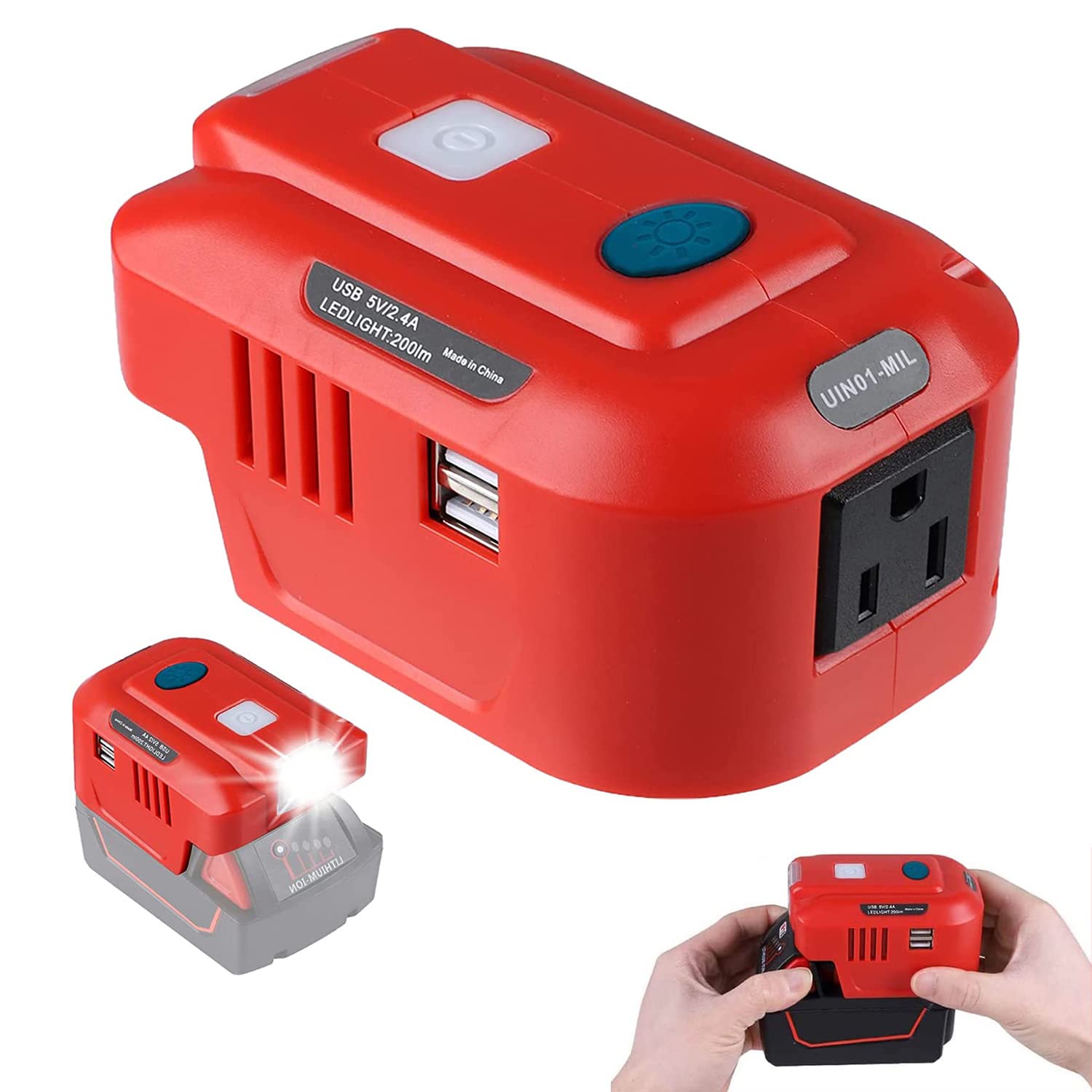 Laimiao Power Inverter for Milwaukee, 150W Portable Power Supply Inverter for Milwaukee, AC 110V-120V Power Inverter with Dual U