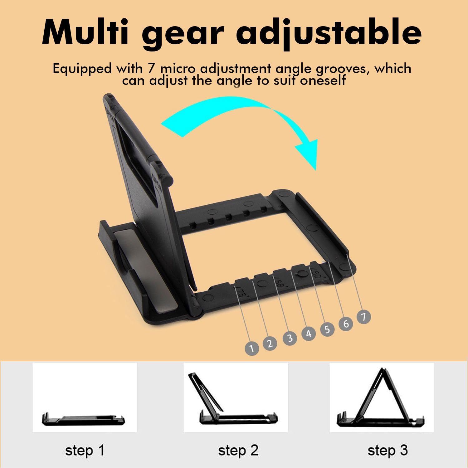 Hzzadzxw Portable Cell Phone Stand Holder For Desk, ?2 Pack? Foldable Pocket-Sized Adjustable Mount, Universal Desktop Kickstand