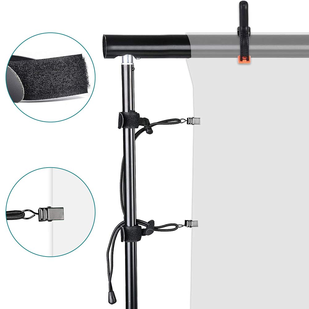 Lidlife 16 Clips Include 8 Heavy Duty Spring Clips, 8 Backdrop Background Clip Holders, Adjustable Elastic Nylon Photo Clips, Fo