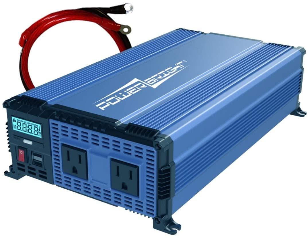 PowerBright 2000 Watt 12V Power Inverter Dual USB & AC Outlets, Easy to Install Automotive Portable Power for Power Tools, Campi