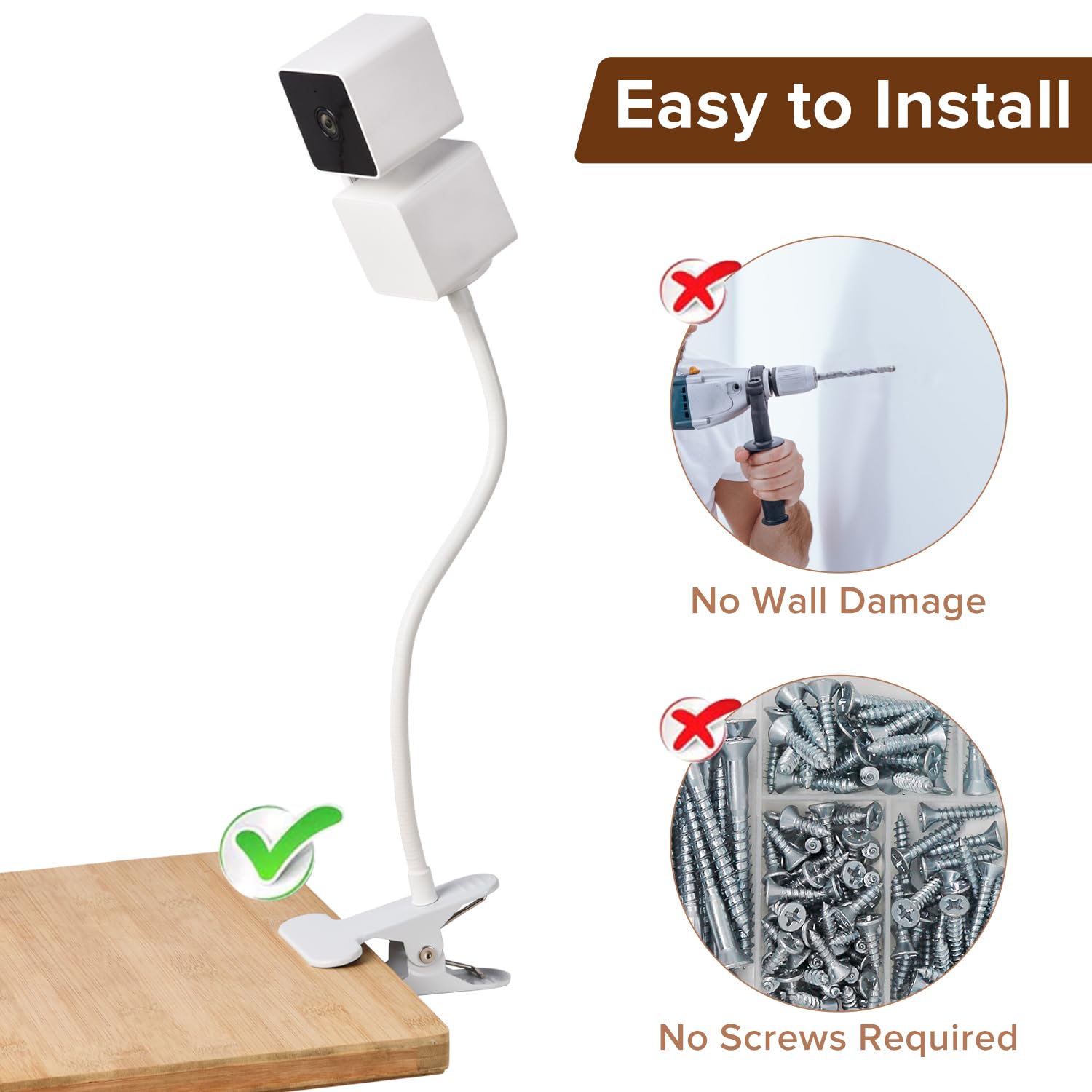 Caguan 2Pack Flexible Clamp Mount For Wyze Cam Pan V3 Indoor/Outdoor Camera, Wyze Cam Pan V2, Wyze Cam V4/V3/V2, Wyze Cam Outdoo