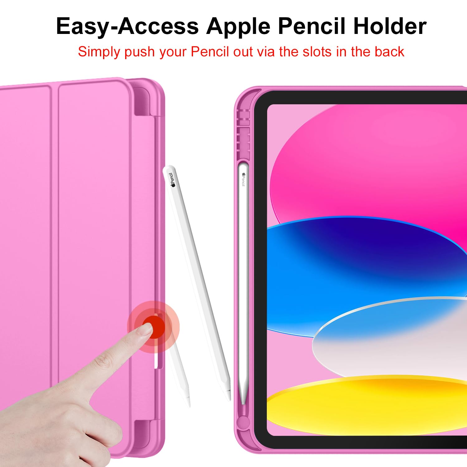 Imieet New Ipad (A16) 11Th Generation Case 11 Inch 2025, Ipad 10Th Generation Case 2022 10.9 Inch With Pencil Holder, Trifold Stand Smart Cover With Soft Tpu Back,Auto Wake/Sleep(Peach Red)