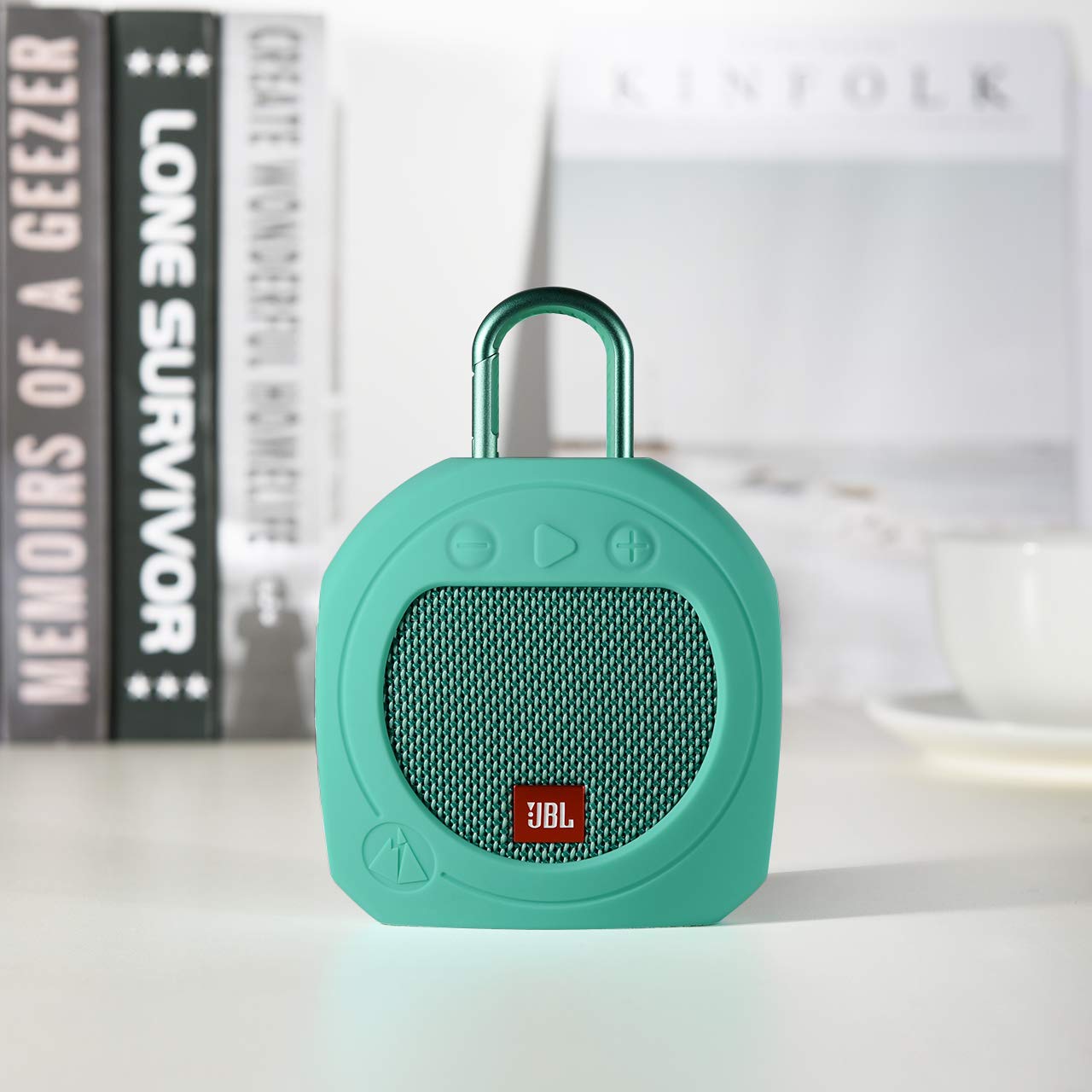 Txesign Protective Silicone Stand Up Case For Jbl Clip 3 Waterproof Portable Bluetooth Speaker (Teal)