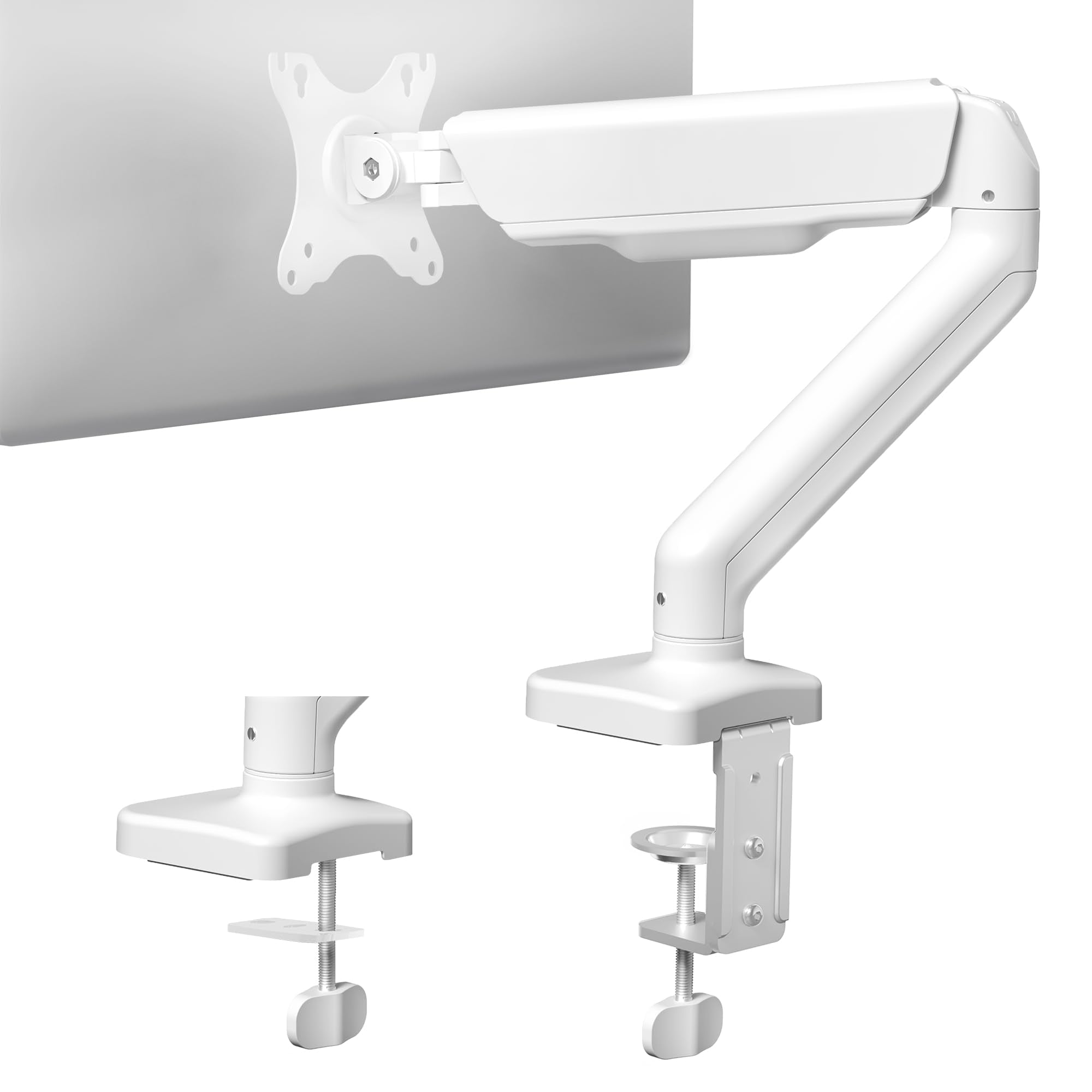 VIVO Single 17 to 32 inch Monitor Height Adjustable Counterbalance Mechanical Arm Desk Stand, Classic, Universal VESA Mount, White, STAND V001OW