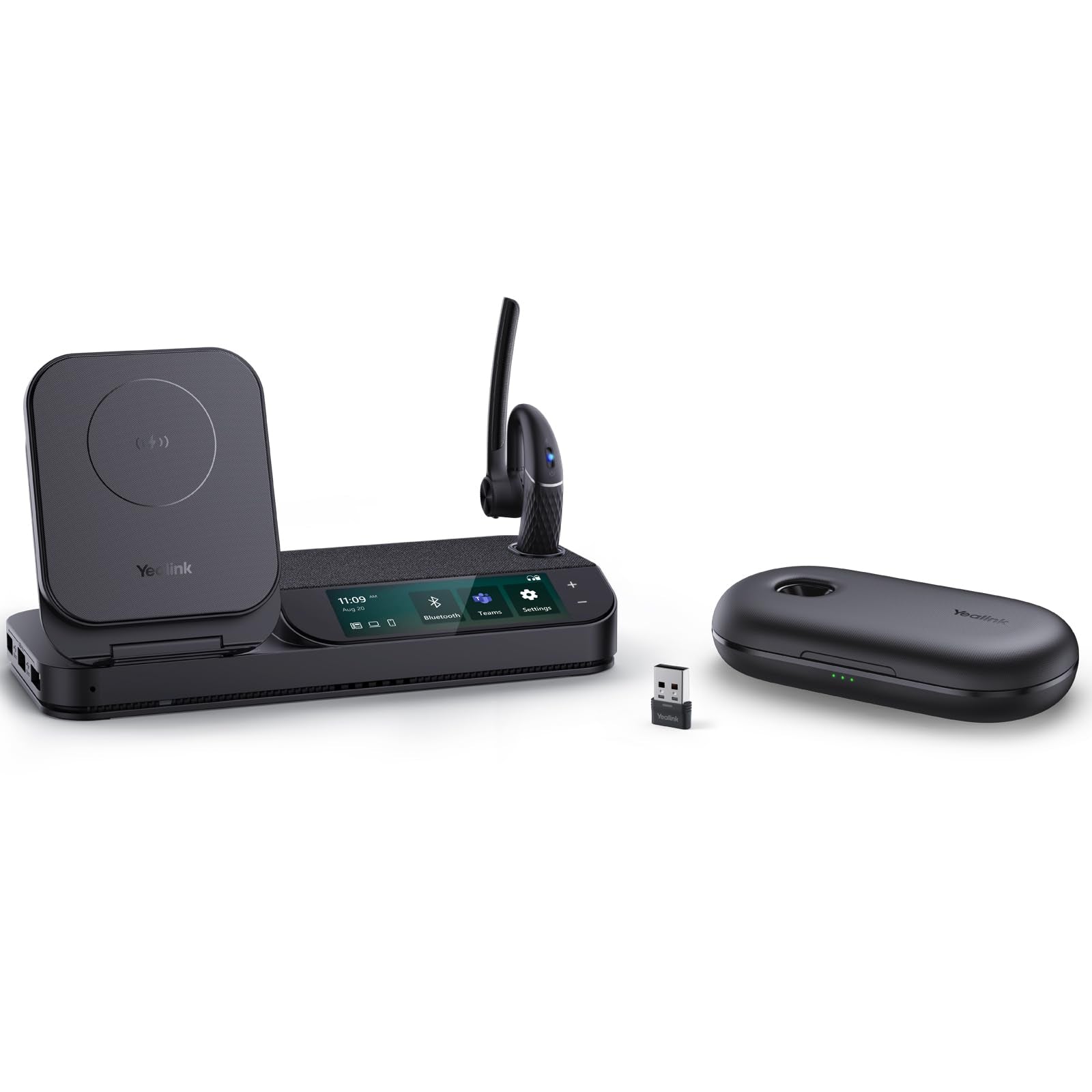 Yealink Bh71 Bluetooth Headset Workstation, Office Wireless Headset With Noise Canceling Mic, Speakerphone, Wireless Charging Pa