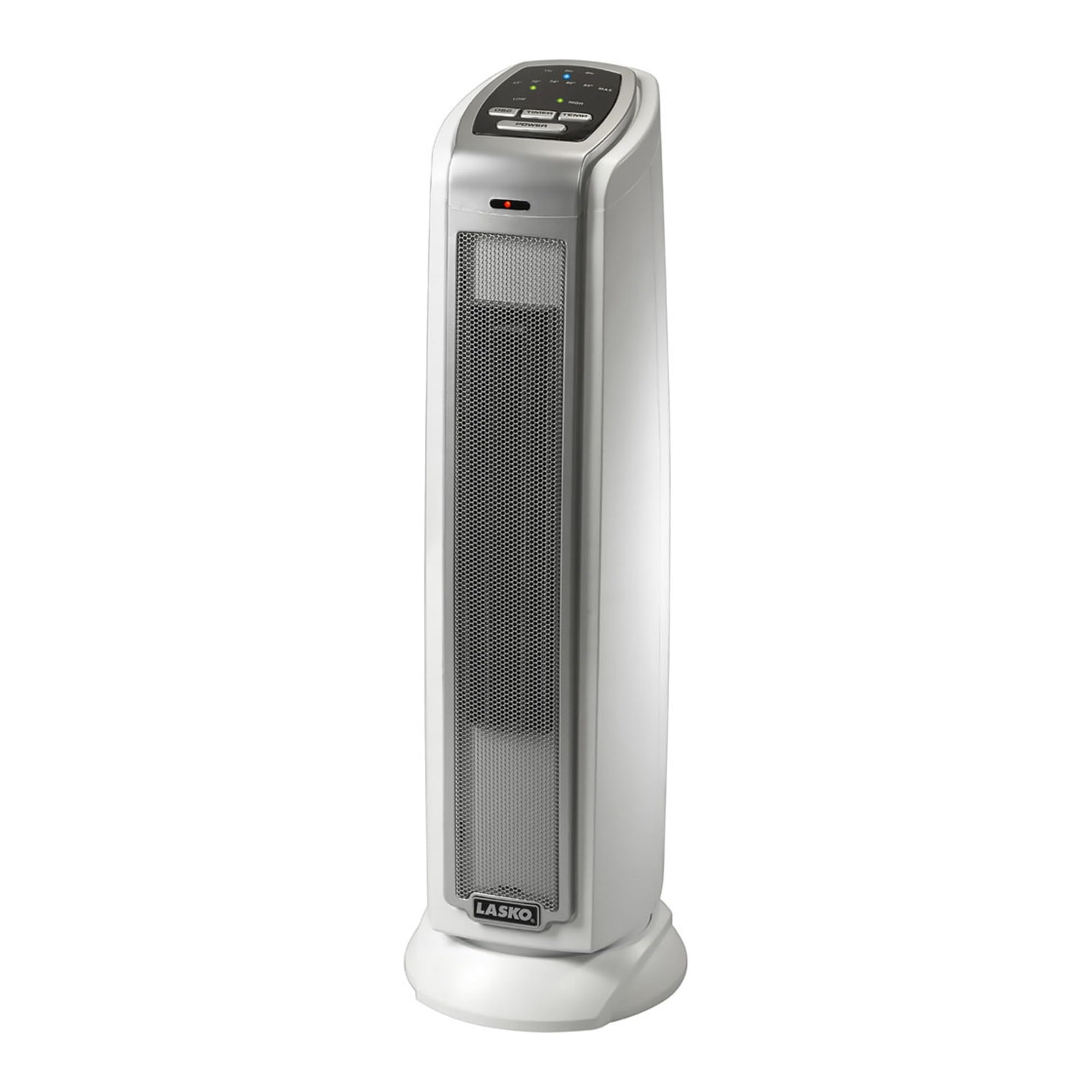 Lasko Oscillating Ceramic Tower Space Heater For Home With Overheat Protection, Timer, 22.5 Inches, Silver, 1500W, 5775, 7.5L X