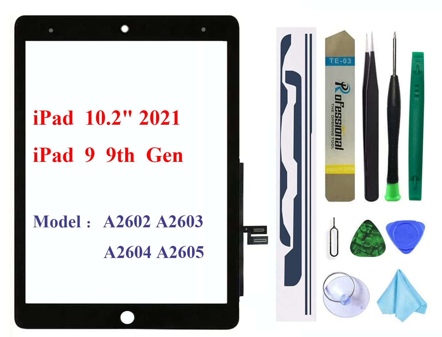Screen Replacement For Ipad 9 9Th Generation 10.2'', For Ipad 9 9Th Gen 2021 (A2602 A2603 A2604 A2605) Digitizer Replacement Wit