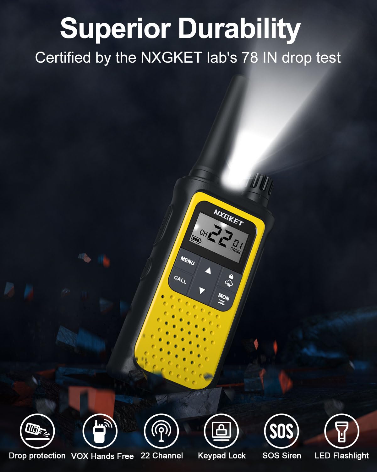 Nxgket Walkie Talkies For Adults Long Rang Noaa Weather Alerts, Rechargeable Walkie Talkies 2 Way Radio 22 Frs Channel With 1800