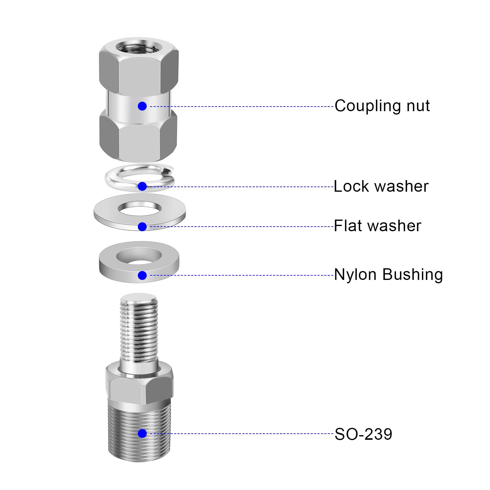 Hyshikra So239 To 3/8 X 24 Antenna Adapter, Heavy Duty Cb Antenna Stud Mount Adaptor With Uhf Female Connector For Mounting Cb A