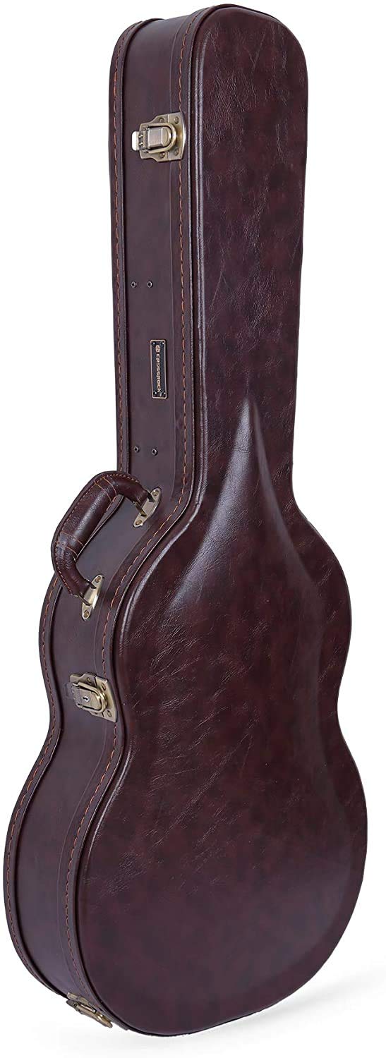 Crossrock Hard Shell Wooden Case Fits 4/4 Classical Nylon String Acoustic Guitars Stainless Steel Latches, Sponge Lining, Metal