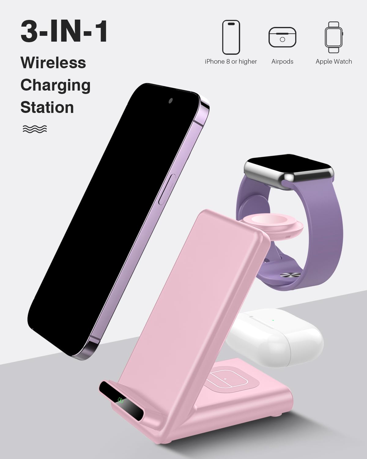 Wireless Charging Station,3 In 1 Wireless Charging Stand Made For Apple Watch Ultra 10 9 8 7 6 Se 5 4 3,Fast Wireless Charger Ma
