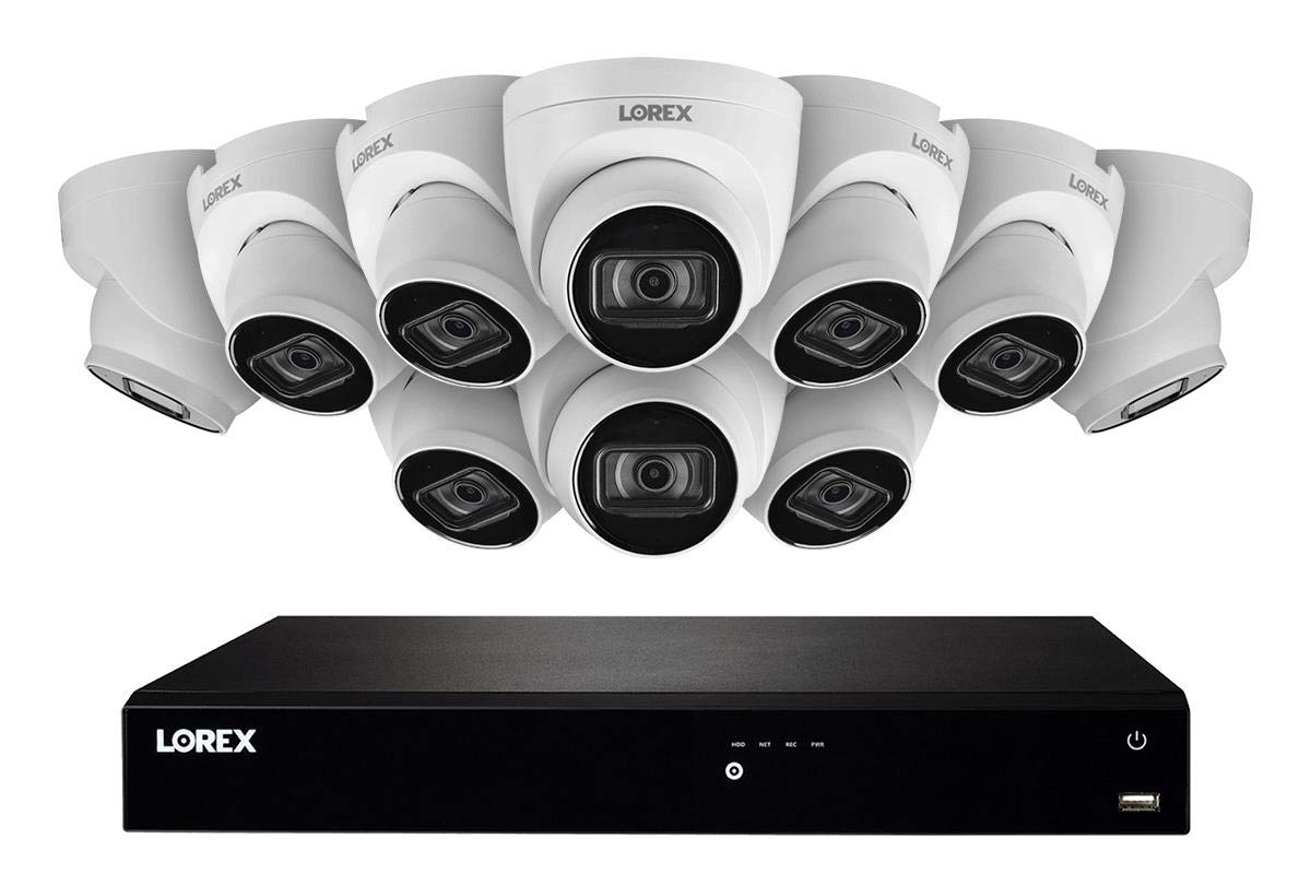 Lorex Technology N4K3 1610Wd 16 Channel 3Tb 4K Fusion Nvr System With Ten 4K (8Mp) Ip Dome Cameras With Listen In Audio, 130Ft N