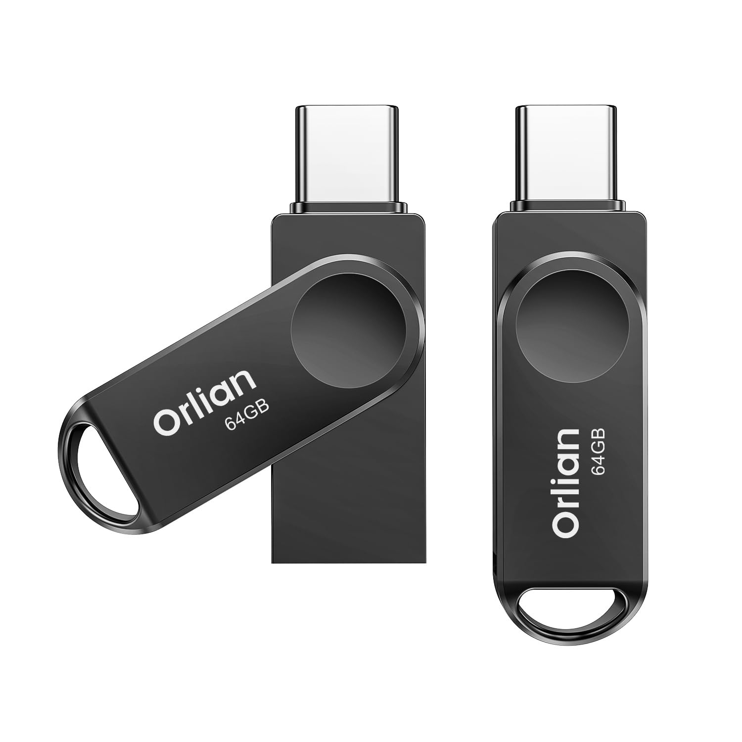 Orlian 128Gb 2 Pack Usb C Flash Drive, Dual Drive Usb 3.0 And Type C Thumb Drive Up To 110Mb/S Read Metal Waterproof Portable Fo