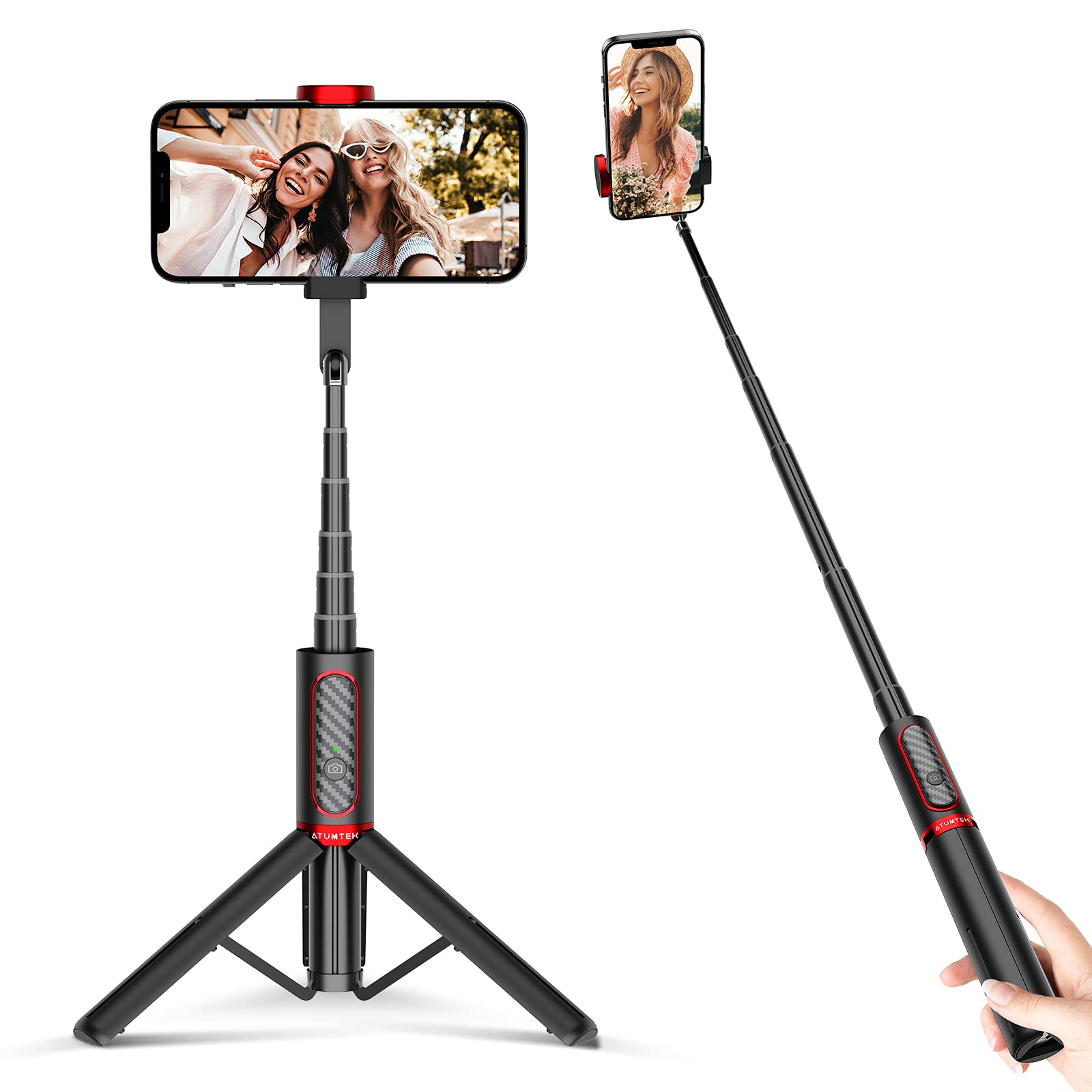 Atumtek Selfie Stick Tripod, Extendable 3 In 1 Aluminum Bluetooth Selfie Stick With Wireless Remote And Tripod Stand For Iphone
