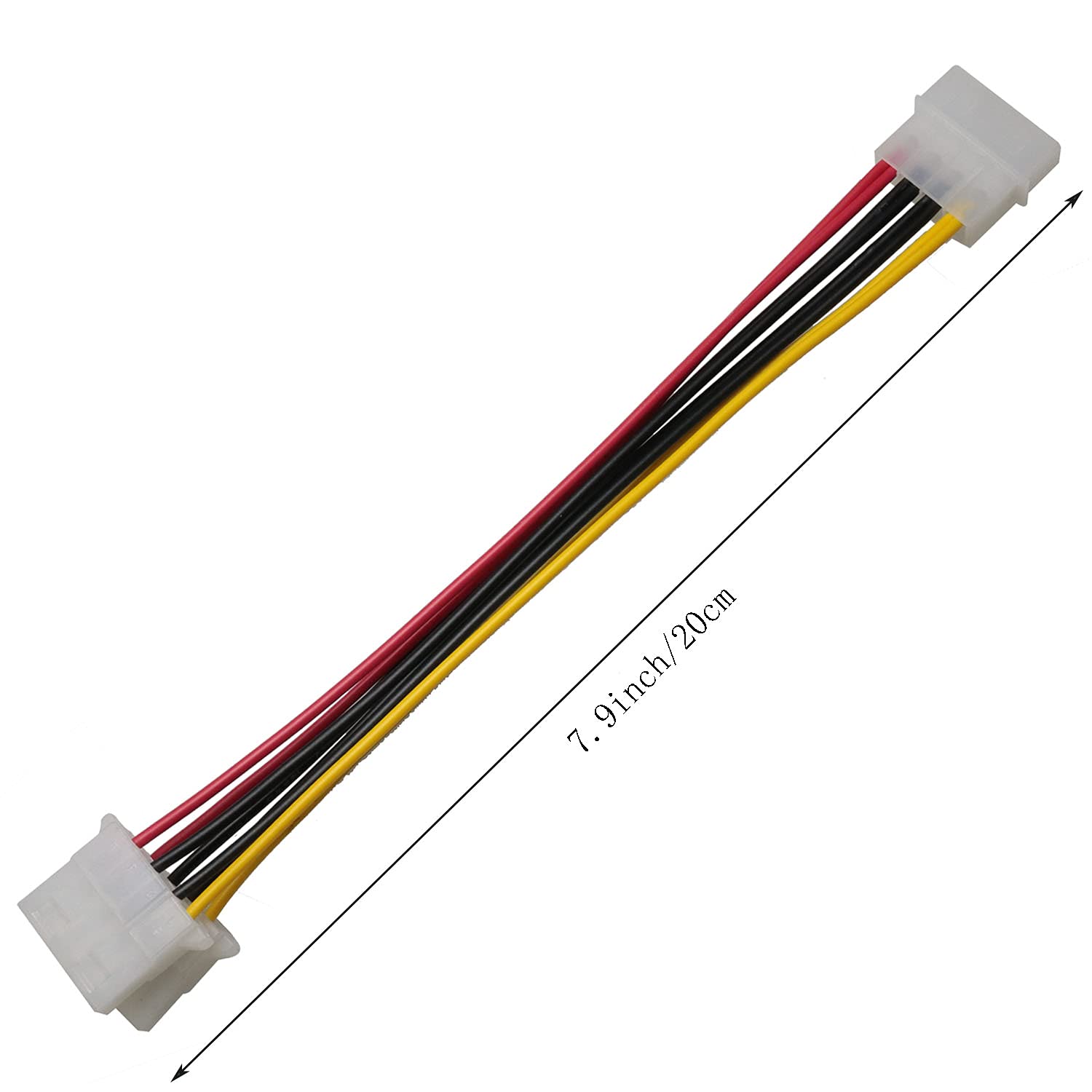 SJZBIN 4-Pin Molex Male to Dual Female Y-Splitter IDE Power Cable 20cm Red Copper (2-Pack)