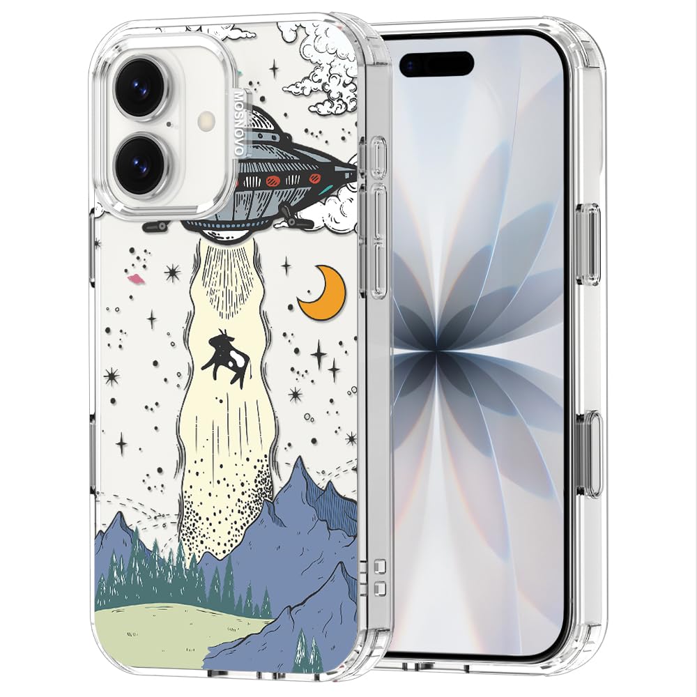 MOSNOVO for iPhone 17 Case | Military Grade 6.6ft Drop Tested | Camera Control | Clear with UFO Design