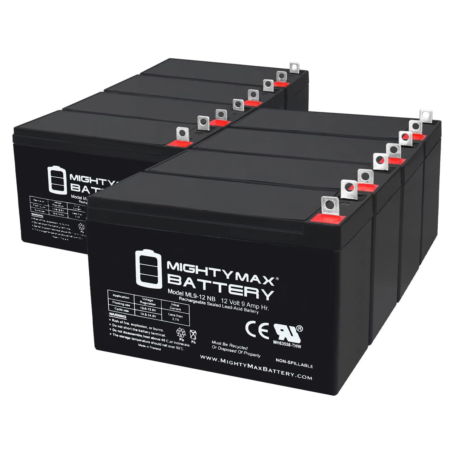 Mighty Max Battery 12 VOLT 9 AH SLA BATTERY NB terminal - 8 Pack