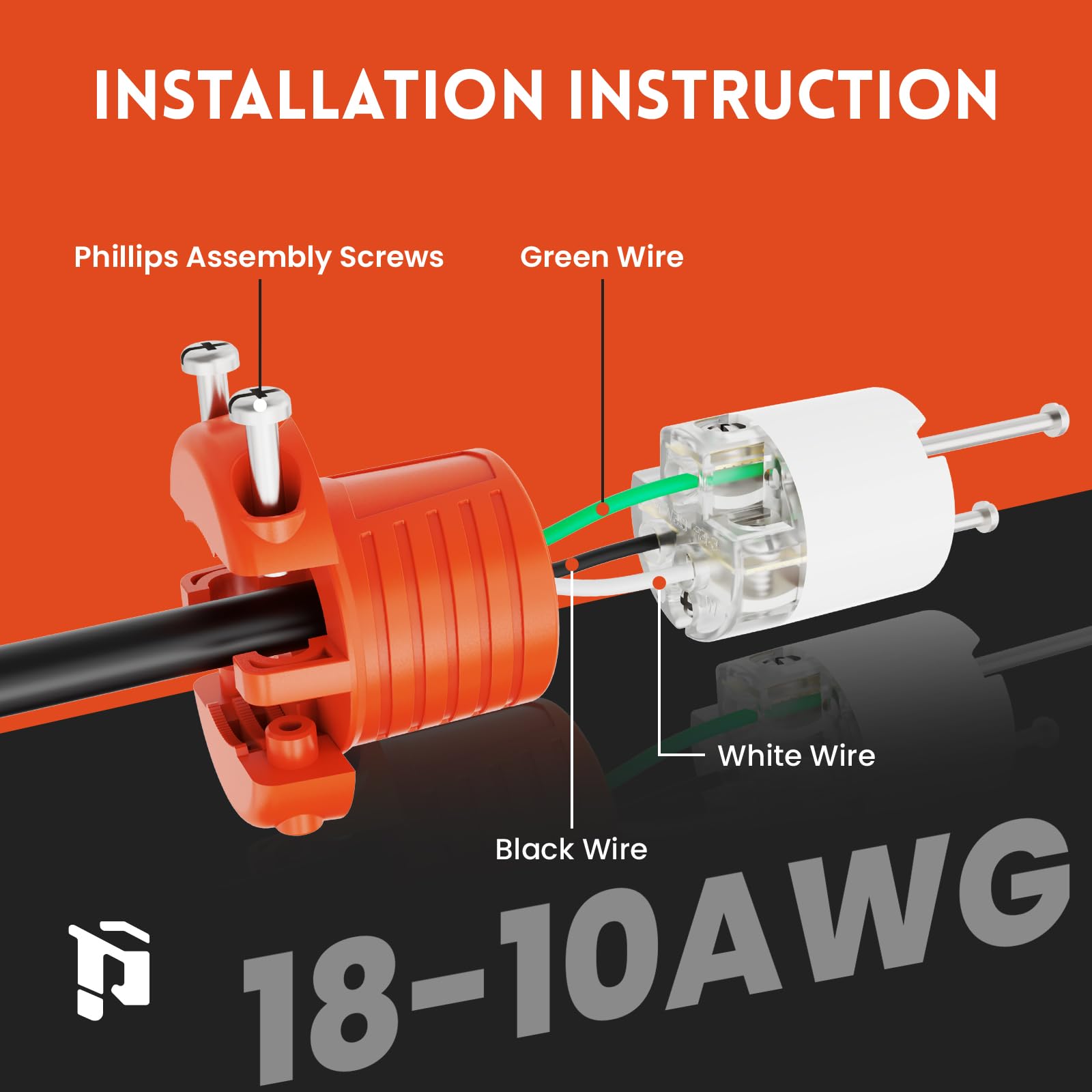 Plugtul Extension Cord Ends Male And Female, Replacement Plug & Connector Set, 3 Prong, 15Amp, 125Volt, Nema 5 15P & Nema 5 15R,