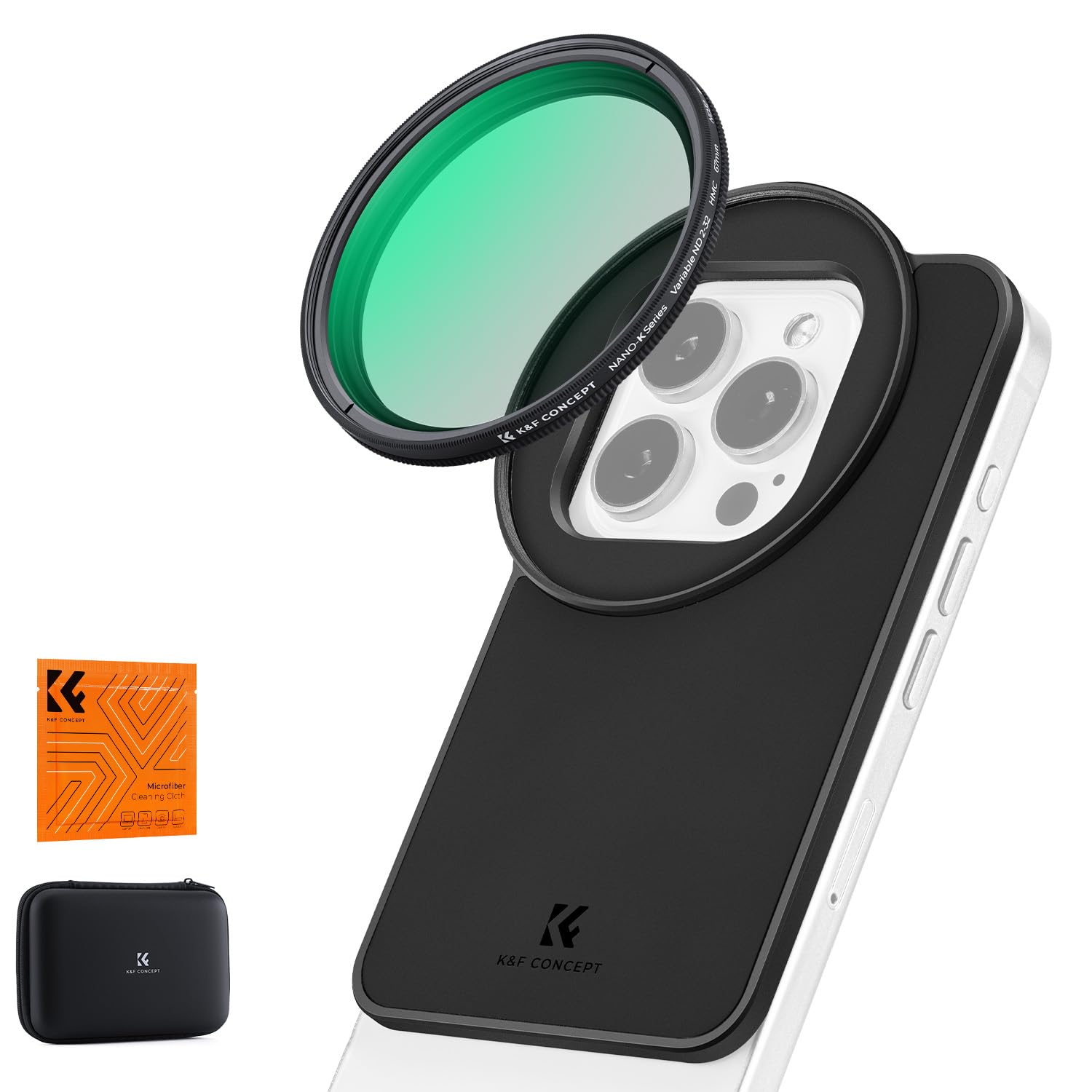 K&F CONCEPT 6.1 inch Magnetic Lens Filter Mount Adapter with 67mm Variable ND2-32 Filter Compatible with iPhone, Compatible with