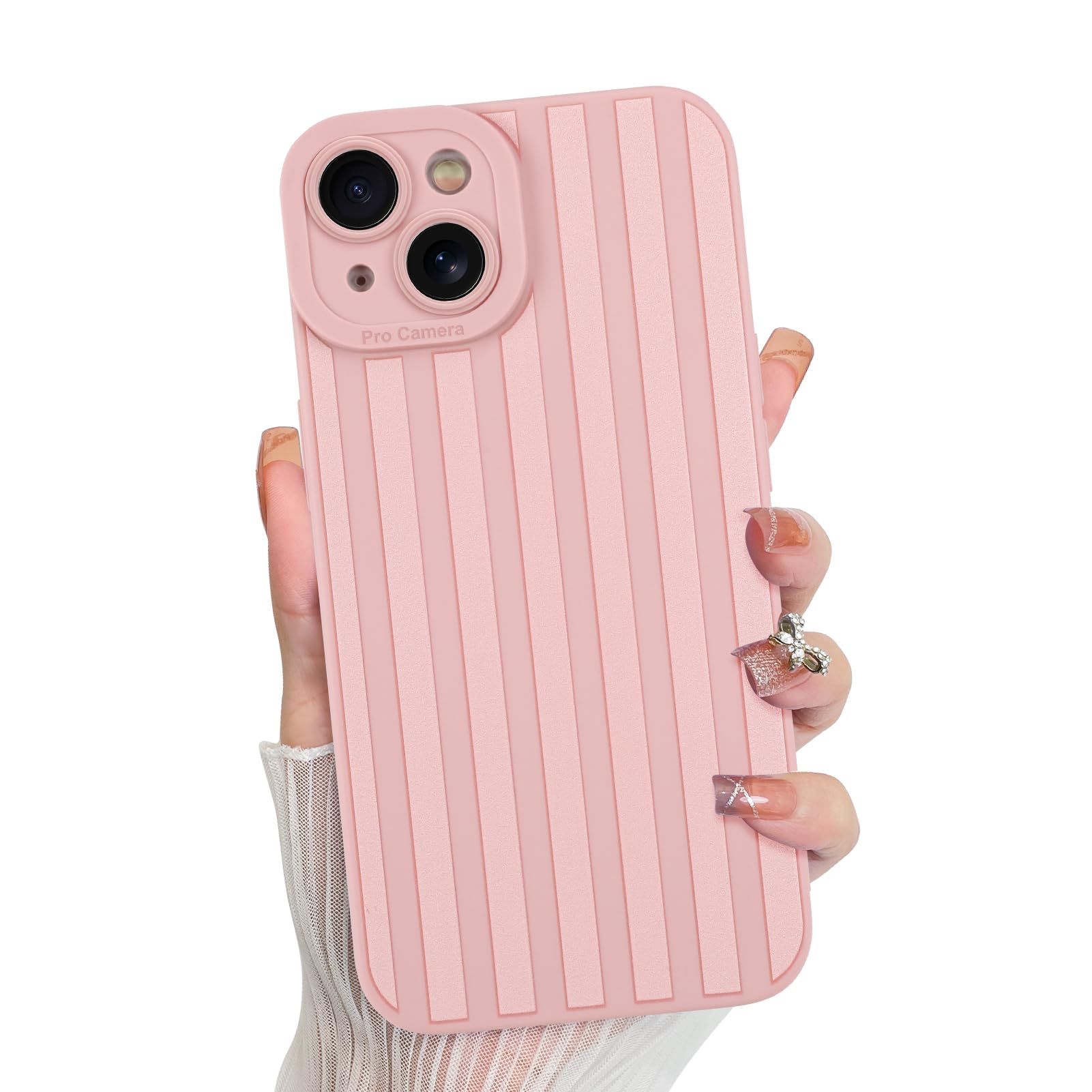 KANGHAR Compatible with iPhone 15 Case, Silicone Stripes Cute Pattern, Camera Protection Soft Slim Phone Case for Phone Case -Pi